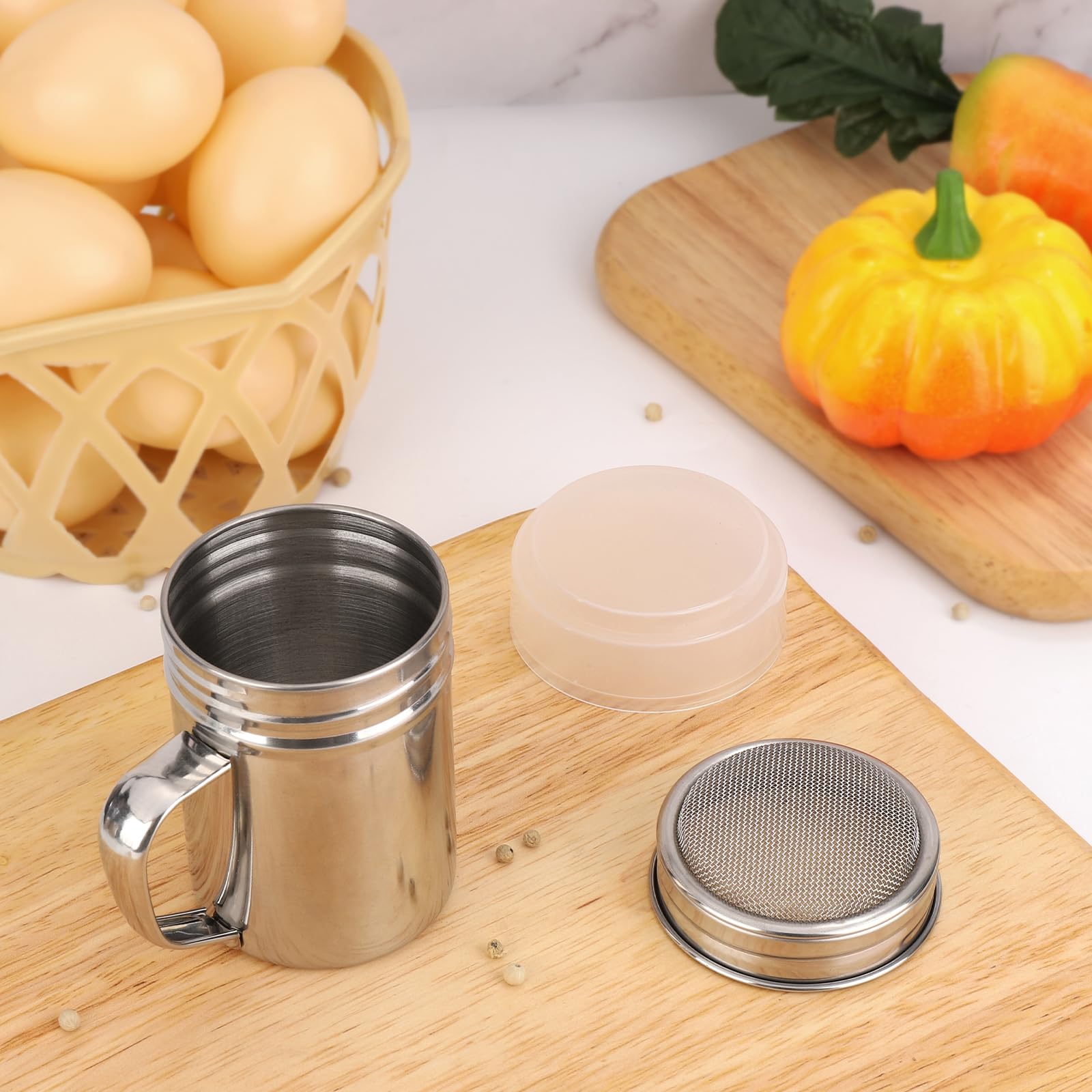 Accmor 2Pcs Powdered Sugar Shaker Duster With Handle, Cinnamon Shaker Flour Sifter, 7Oz Stainless Steel Fine Mesh Dredges Shaker