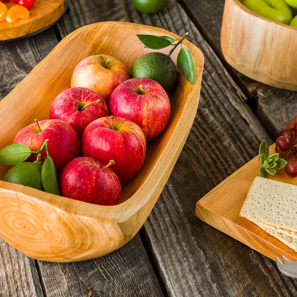 Restaurantware Nature Tek 13.5 X 7.75 X 4.5 Inch Fruit Bowl 1 Handmade Oblong Bowl - Oval Shape Shatterproof Natural Wood Fruit