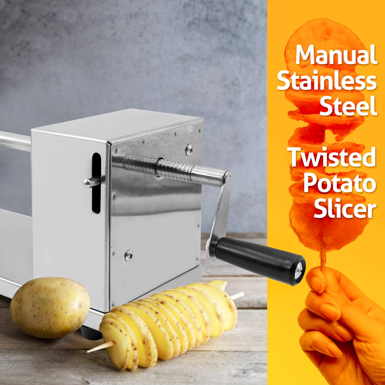 RioRand Manual Stainless Steel Twisted Potato Slicer Spiral Vegetable Cutter French Fry