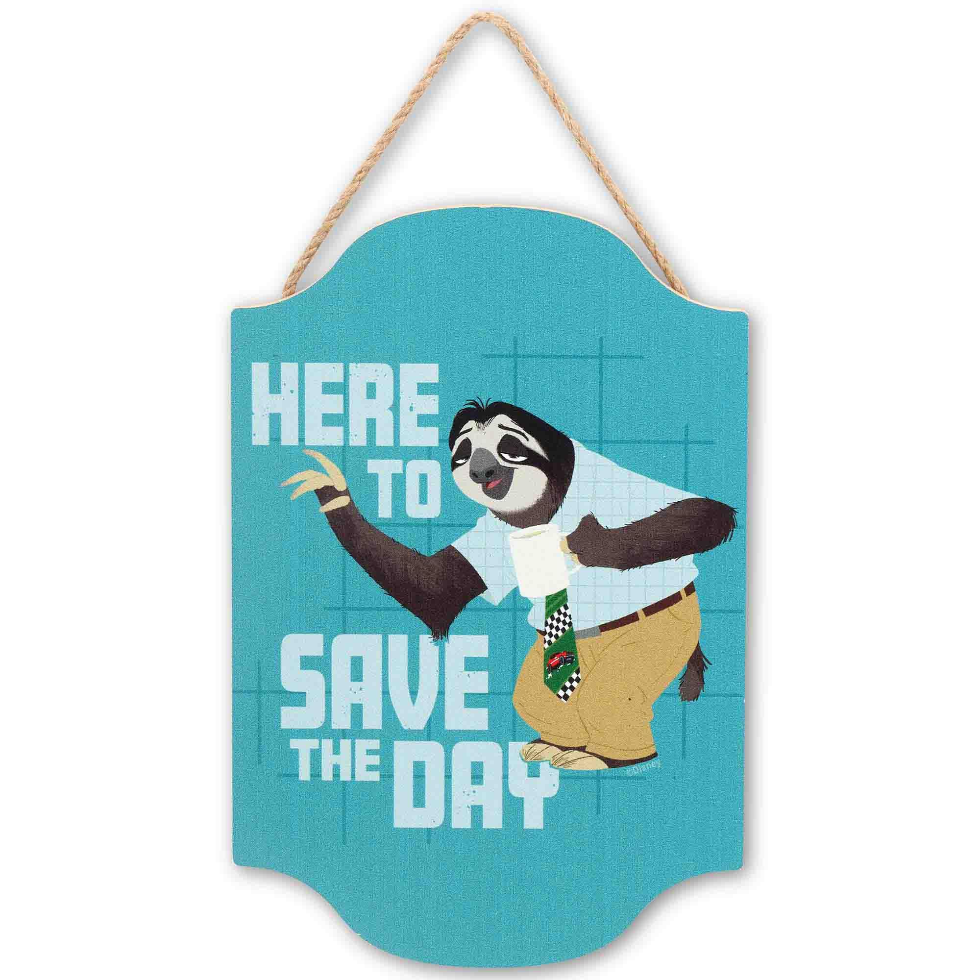 Disney Zootopia Flash Here to Save the Day Hanging Wood Wall Decor - Fun Flash Sign for Home or Office
