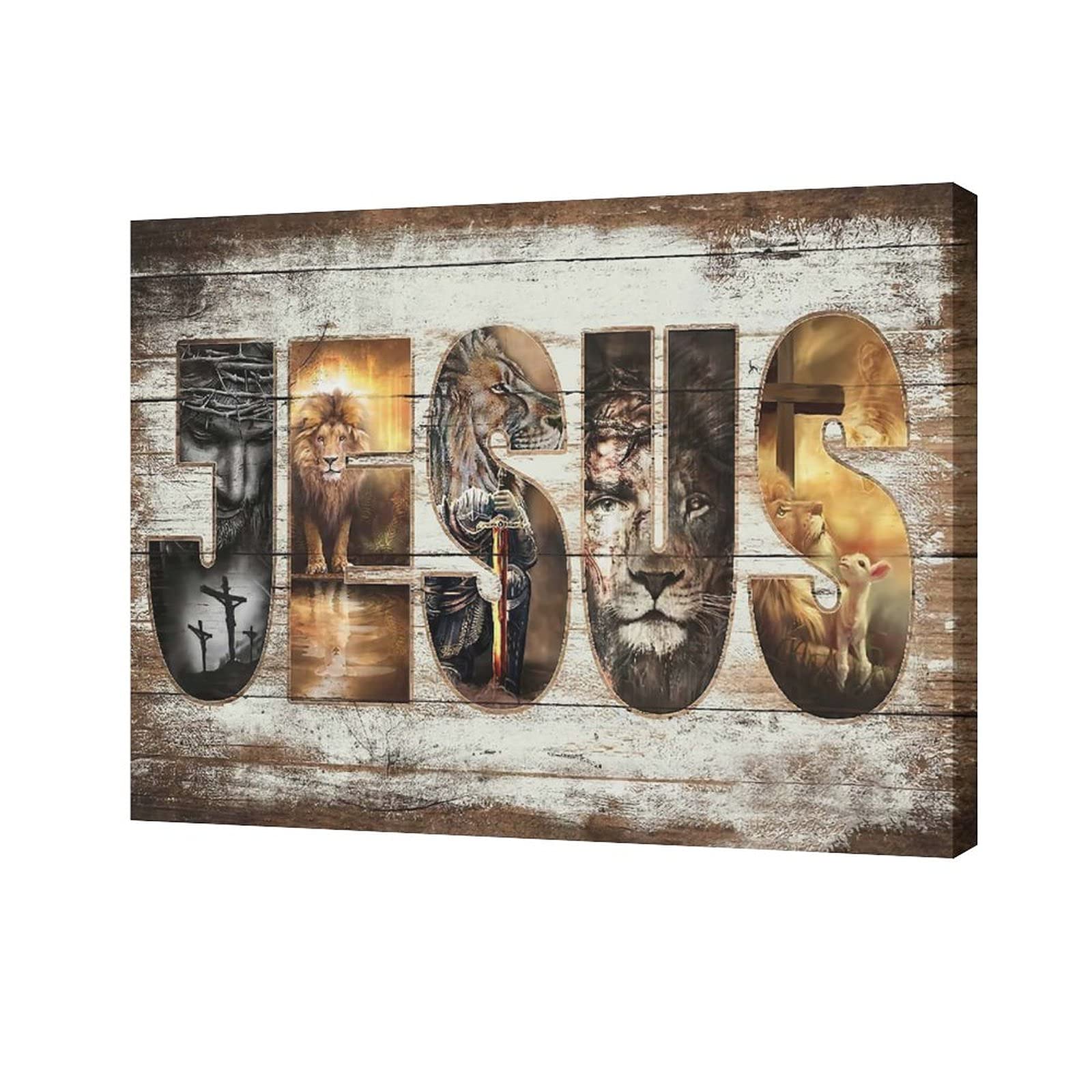Amazing Jesus Pictures Canvas Poster Jesus Lion And Lamb Canvas Print God Bible Christian Religious Canvas Wall Art Decor Painti