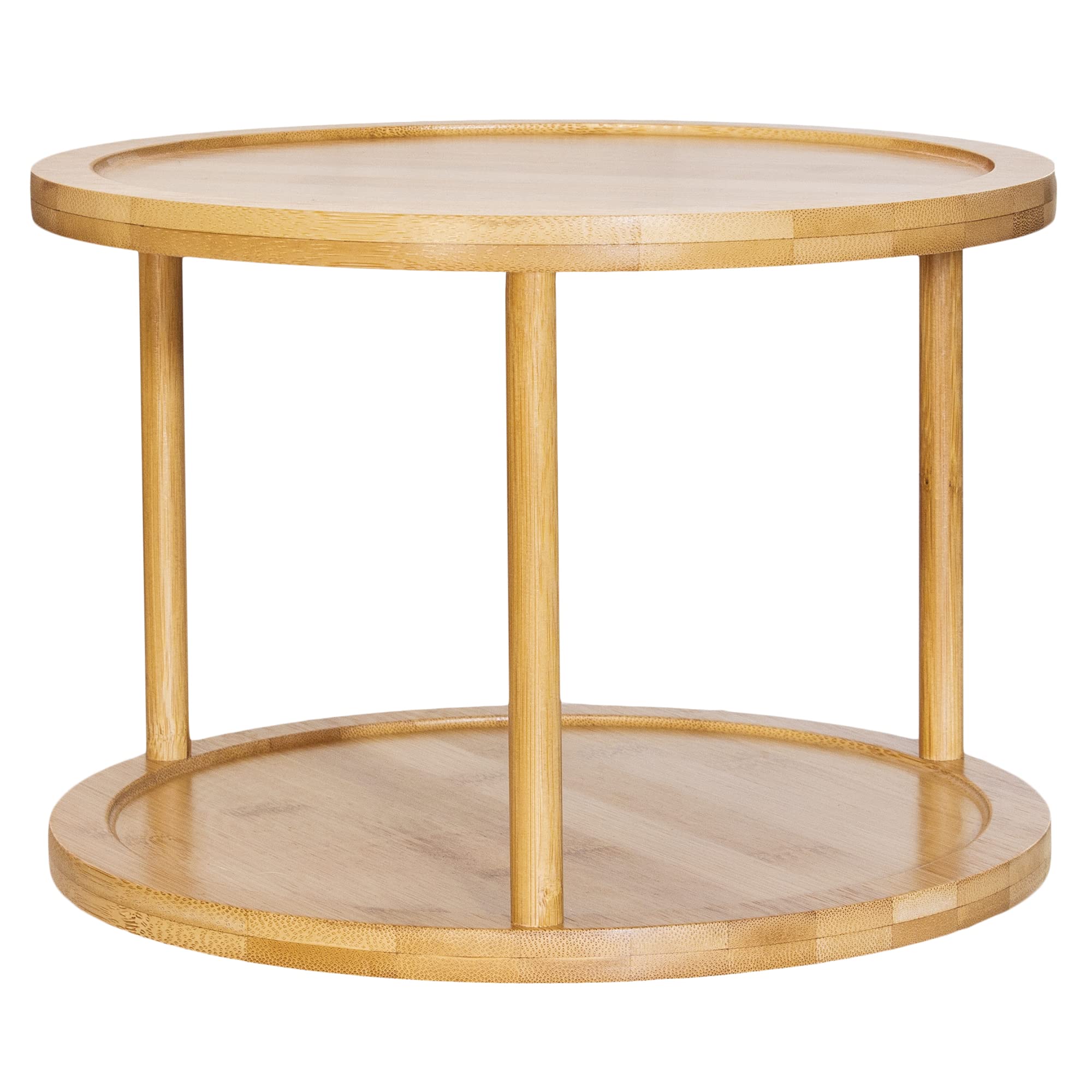 Tb Home Two-Tier Bamboo Wood Lazy Susan Organizer Kitchen Turntable For Cabinet, Table Or Pantry Organization