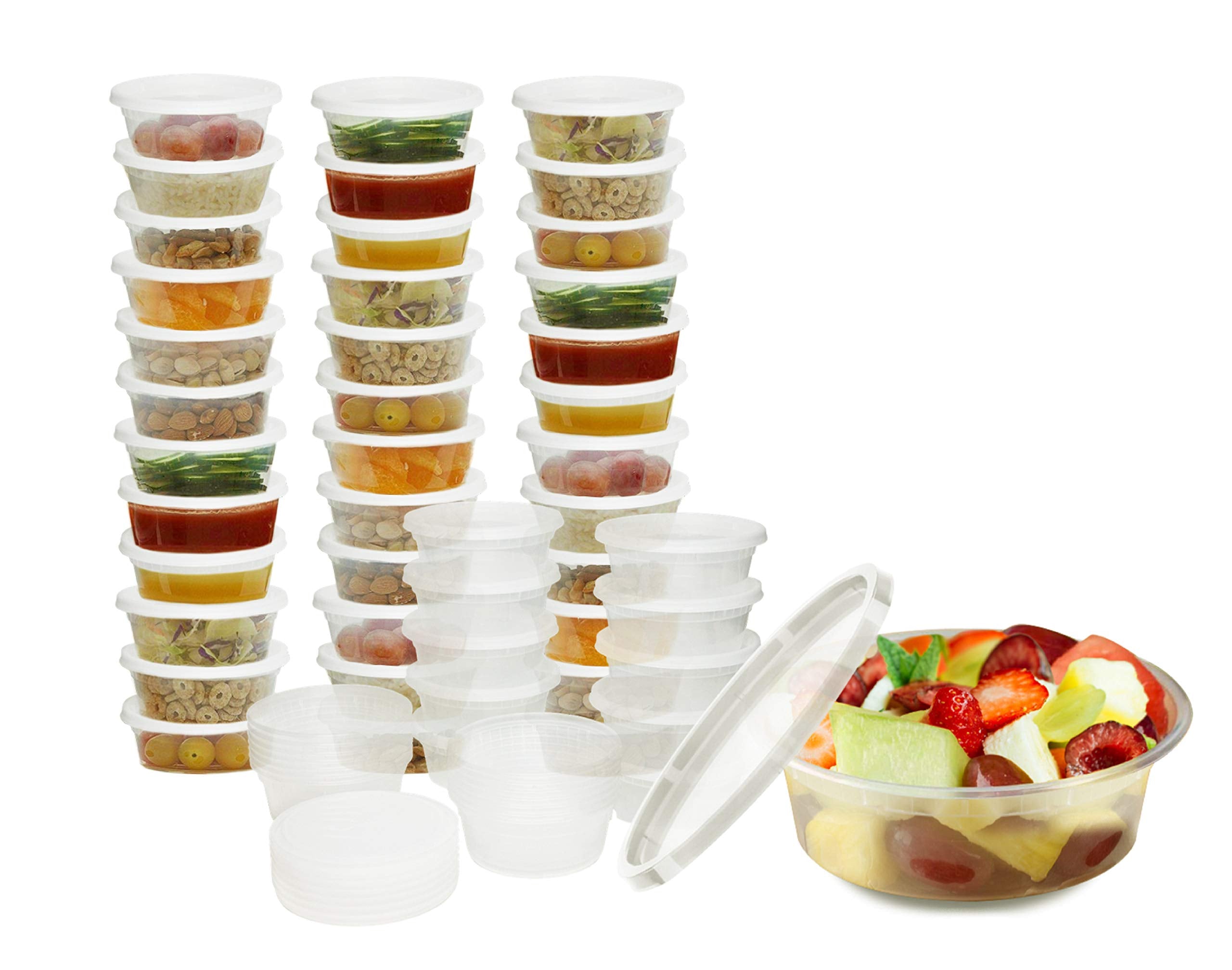 8 Oz Plastic Containers With Lids (50 Sets) - Food Storage Containers Great For Slime, Party Supplies, Meal Prep And Portion Con