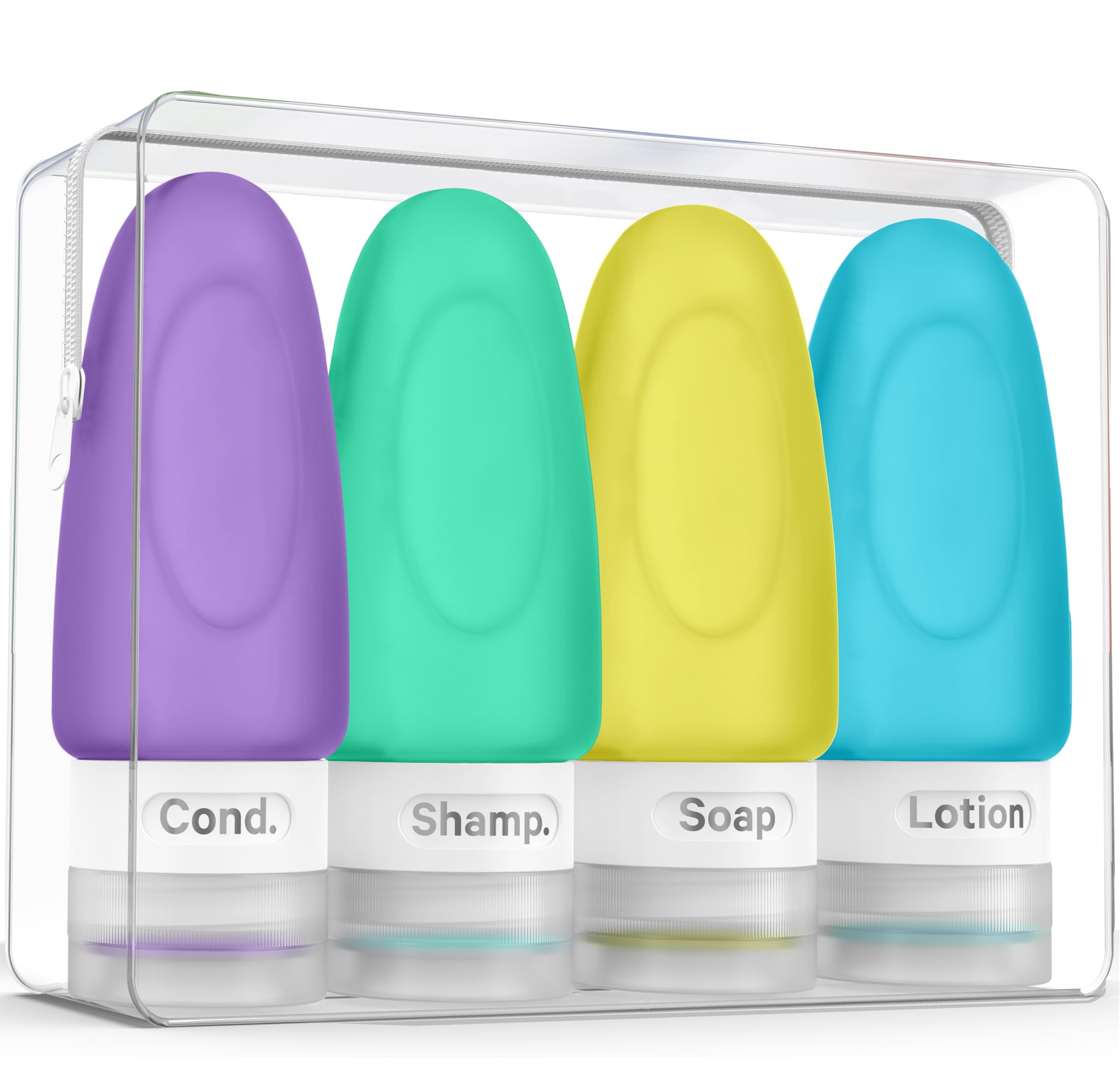 Dot&Dot Leak Proof Travel Bottles For Toiletries - 4 Pack Silicone Travel Toiletry Bottles - Travel Shampoo And Conditioner Bott