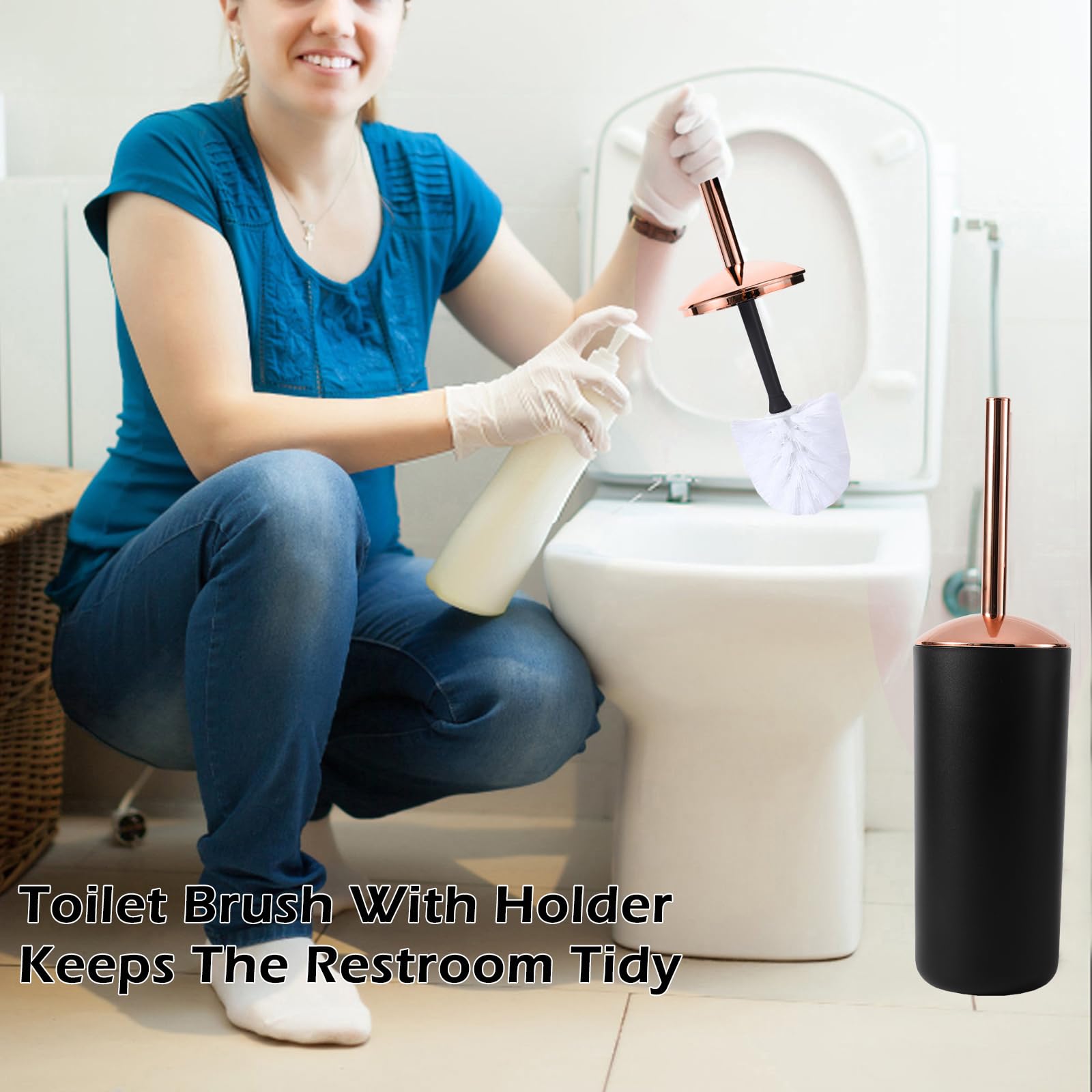 9Pcs Black Bathroom Accessories Set - Trash Can, Soap Dispenser Set, Soap Dish, Toilet Brush With Holder, Toothbrush Holder, Tum