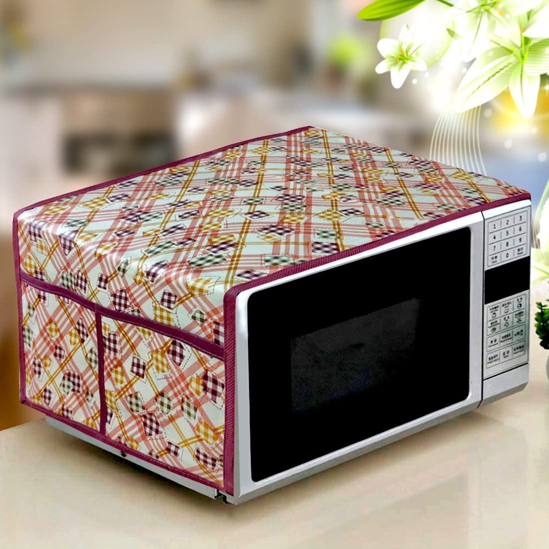 Kanushi Industries Microwave/Oven Top Cover With 4 Utility Pockets (Var-Micro-Nw-New-07-Top)