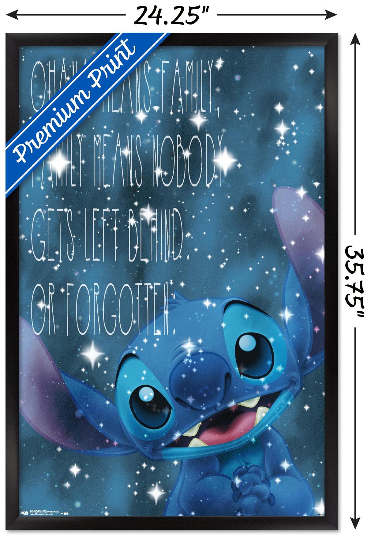 Trends International Disney Lilo And Stitch - Ohana Wall Poster, 22.375'' X 34'', Black Framed Version