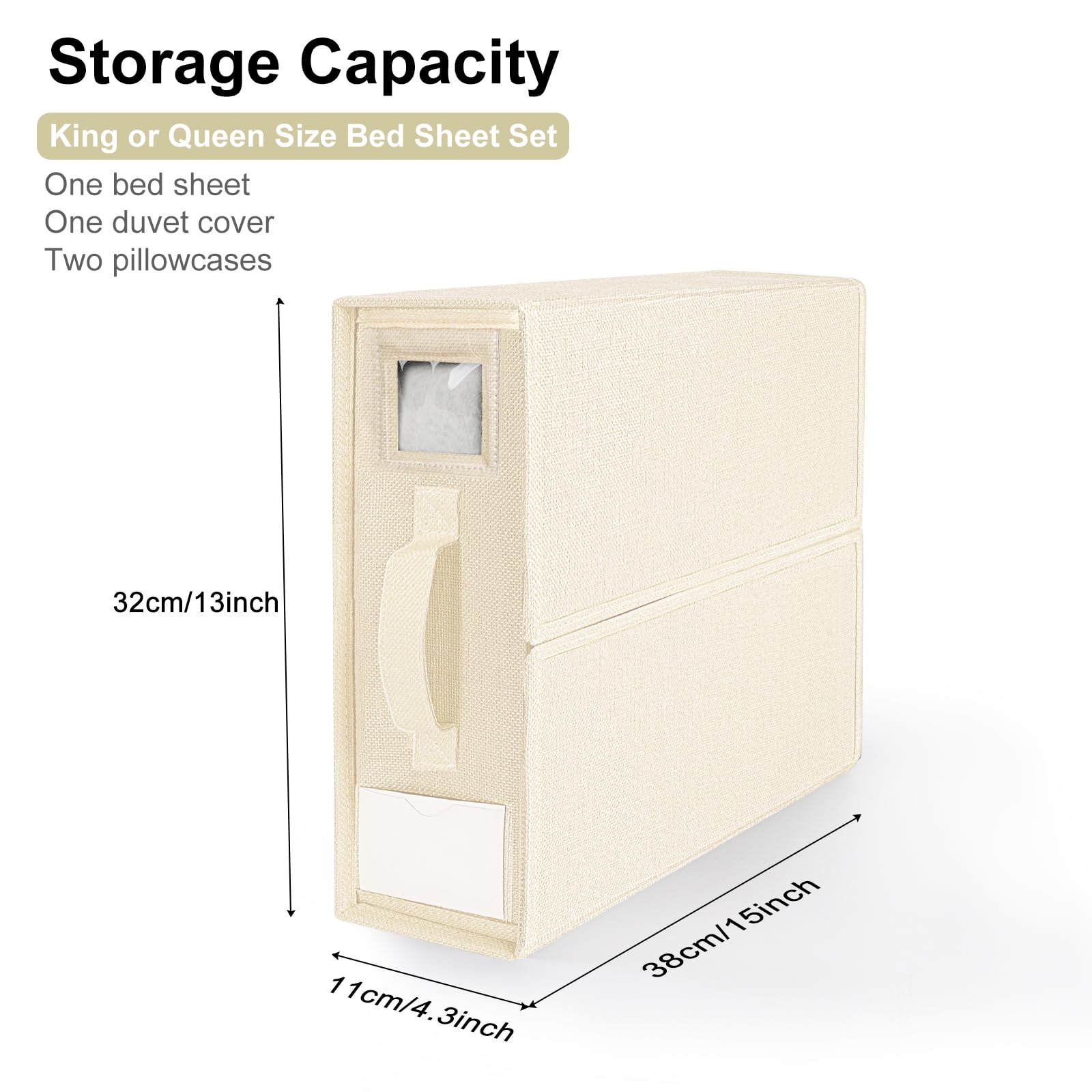 DELLAN Bed Sheet Organizer, Linen Closet Organizers and Storage, Foldable Cube Sheet Set Organizer (6 Pack Beige)