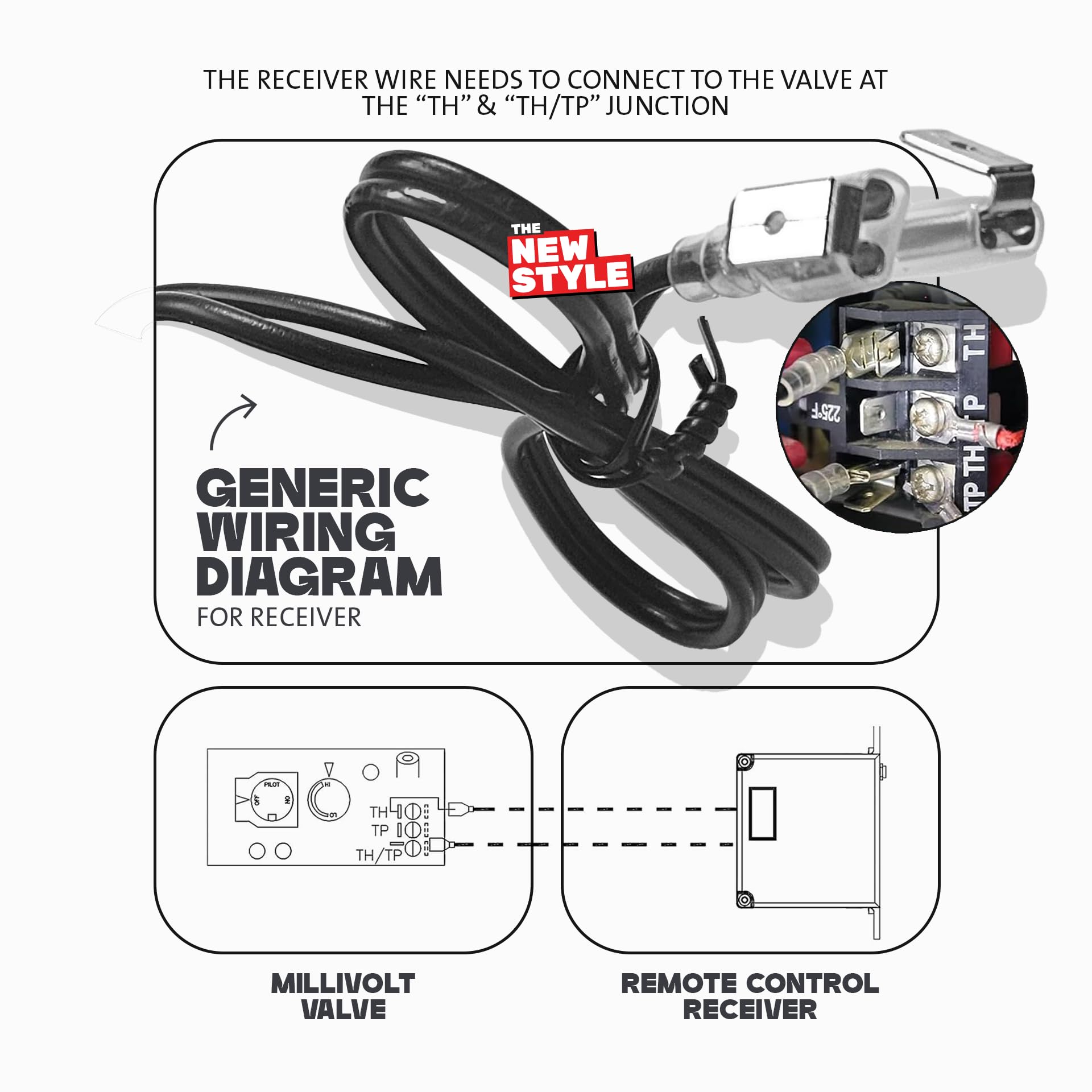 The-new-style Gas Fireplace Remote Control for Millivolt Valve, RCB Basic, Black, Compatible with Skytech, Ambient, Majestic