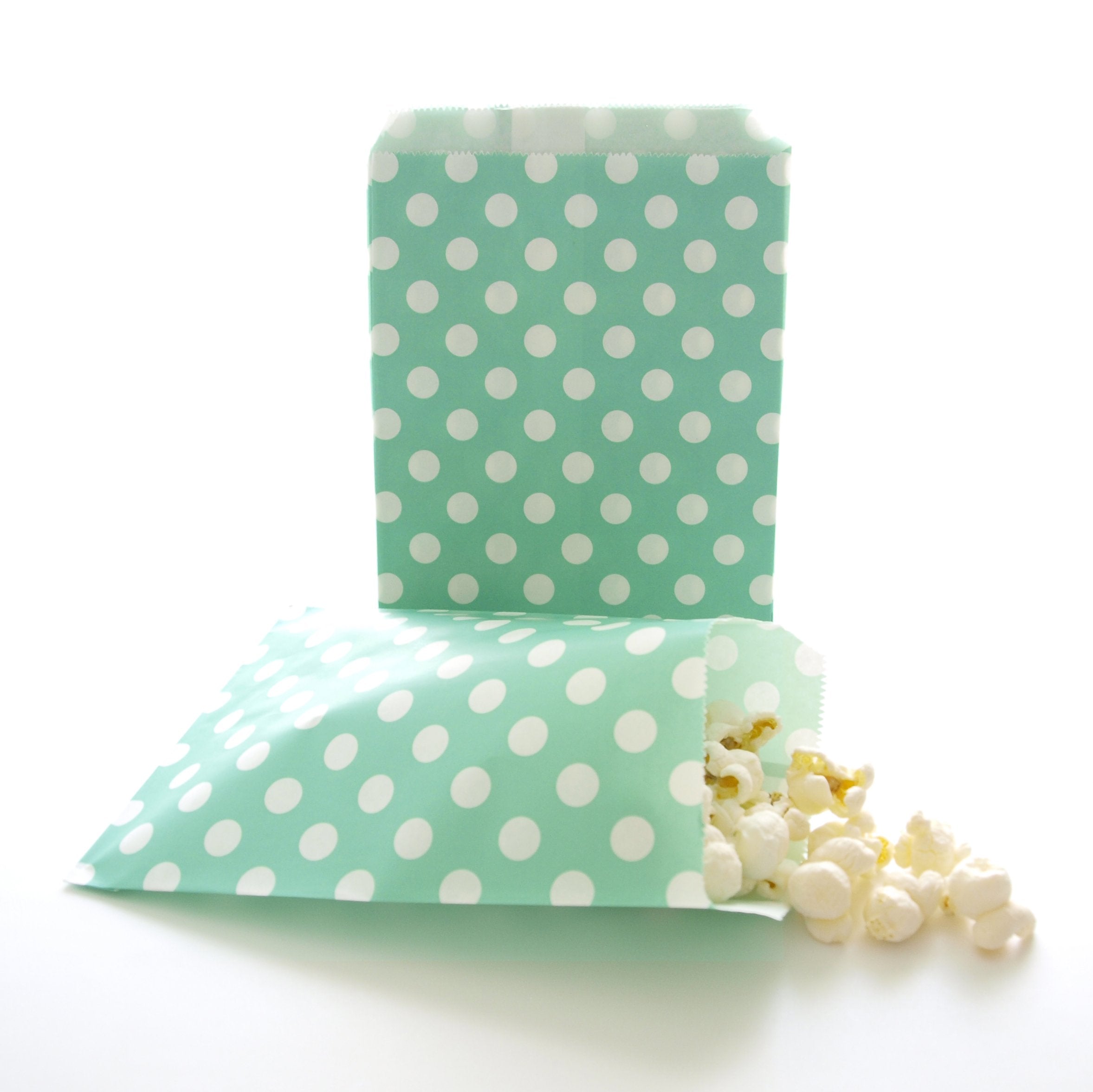 Teal Green Polka Dot Bags (25 Pack)