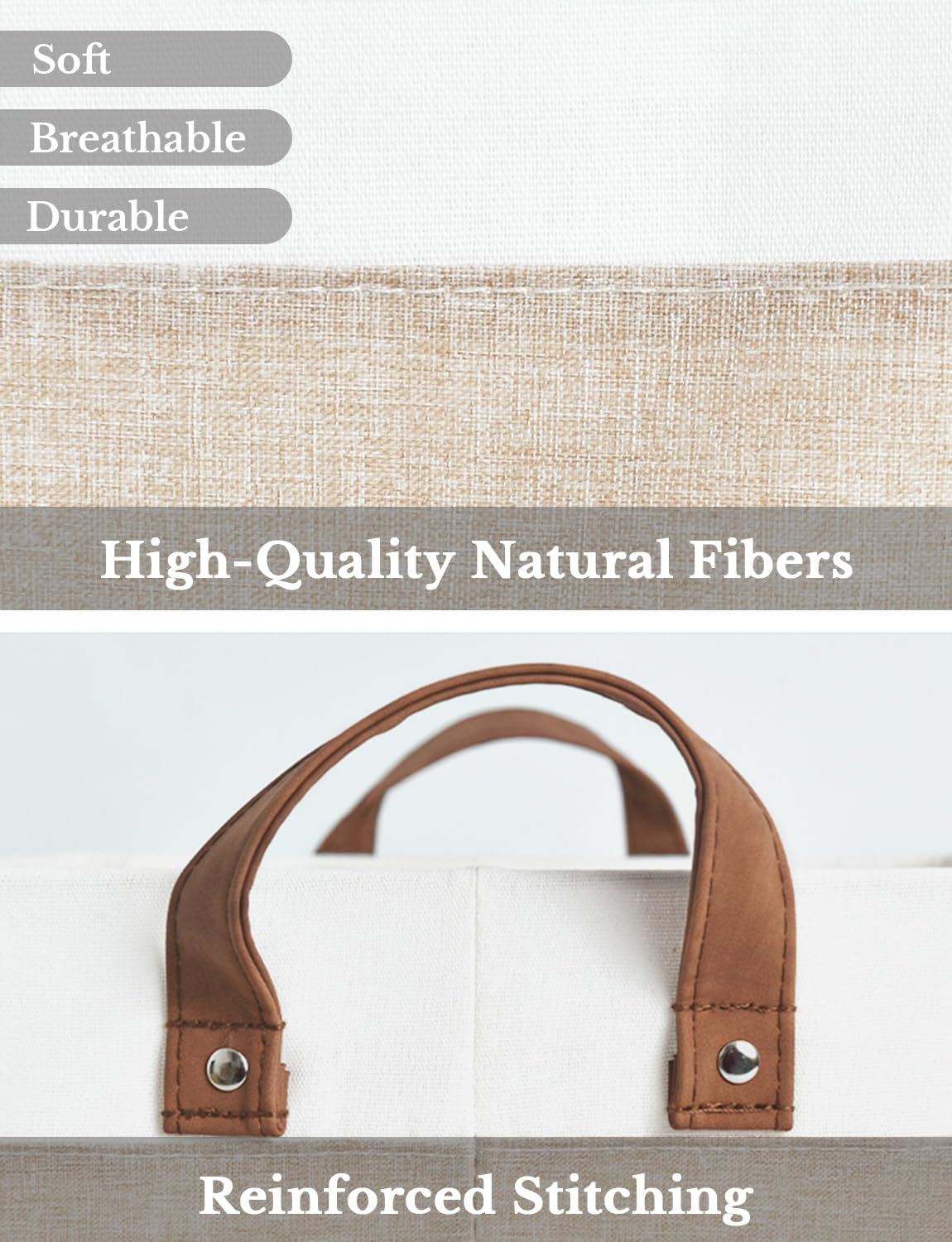 StorageWorks Extra Large Storage Bins  Fabric Storage Bins for Shelves  Storage Baskets with Metal Frame  Closet Baskets and Bins with Handles  Jumbo  Brown and White  2-Pack