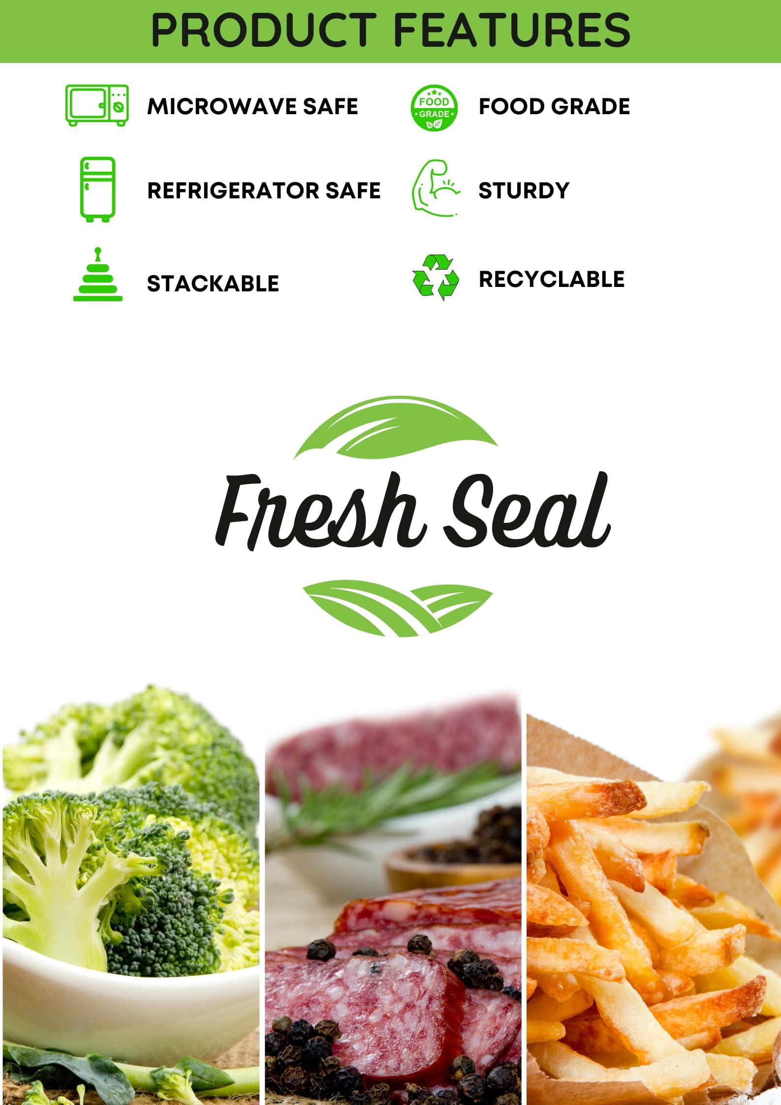 Fresh Seal Reusable Rectangle Plastic Containers With Lid For Food Storage, Food Delivery, Kitchen Use, Fridge And Microwave Saf