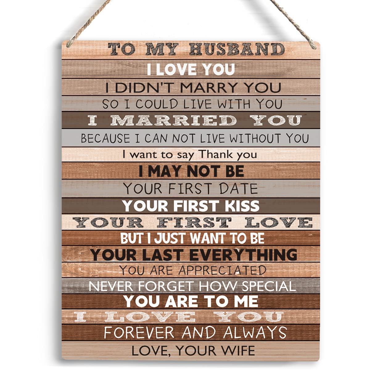 Husband Birthday Gift To My Husband Gifts Wooden Hanging Sign Anniversary Birthday Wedding Valentines Day Fathers Day for Men Hu