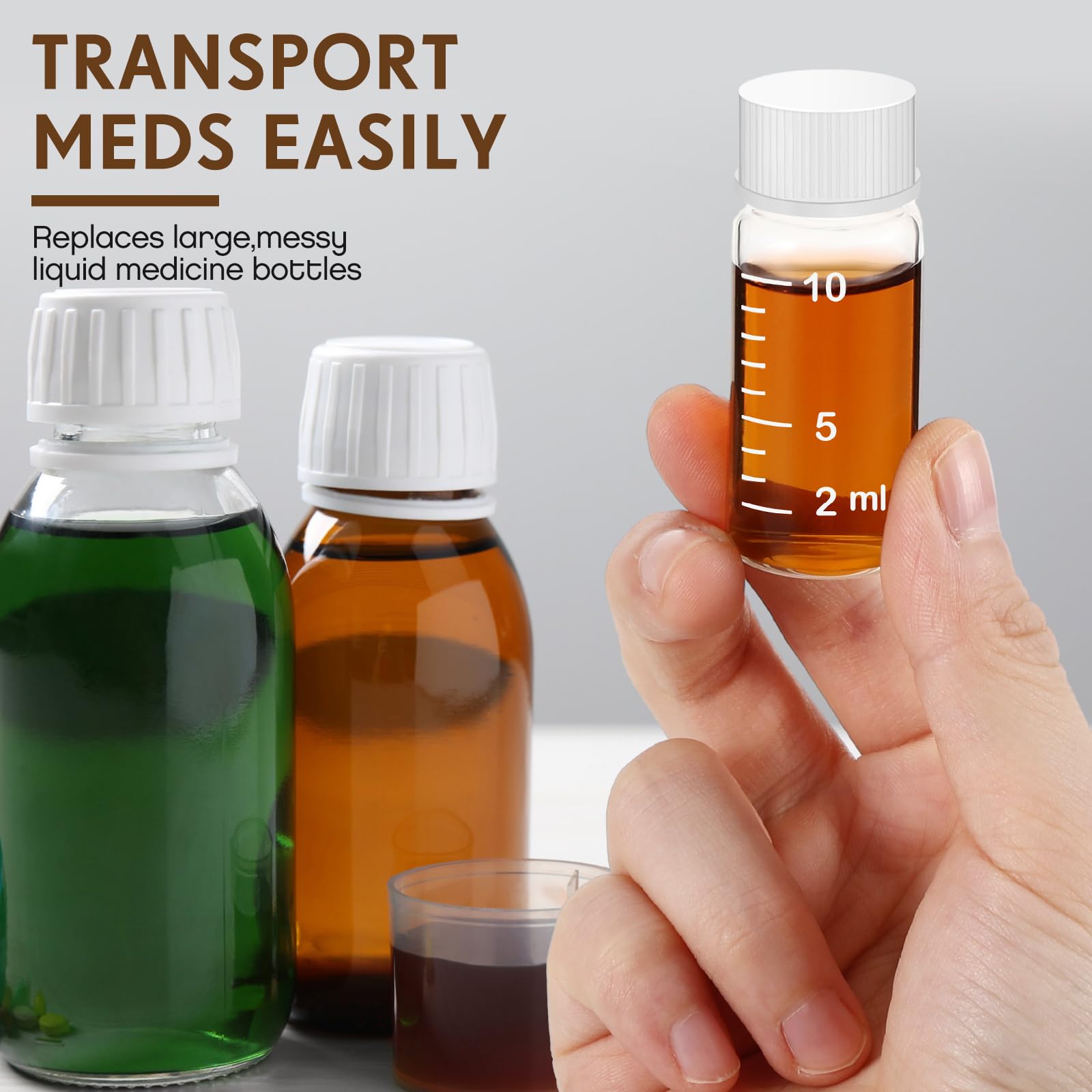 Baderke 4 Pcs Liquid Medicine Travel Container Scale Glass Liquid Containers Small Single Dose Medicine Bottles Dispenser And Le