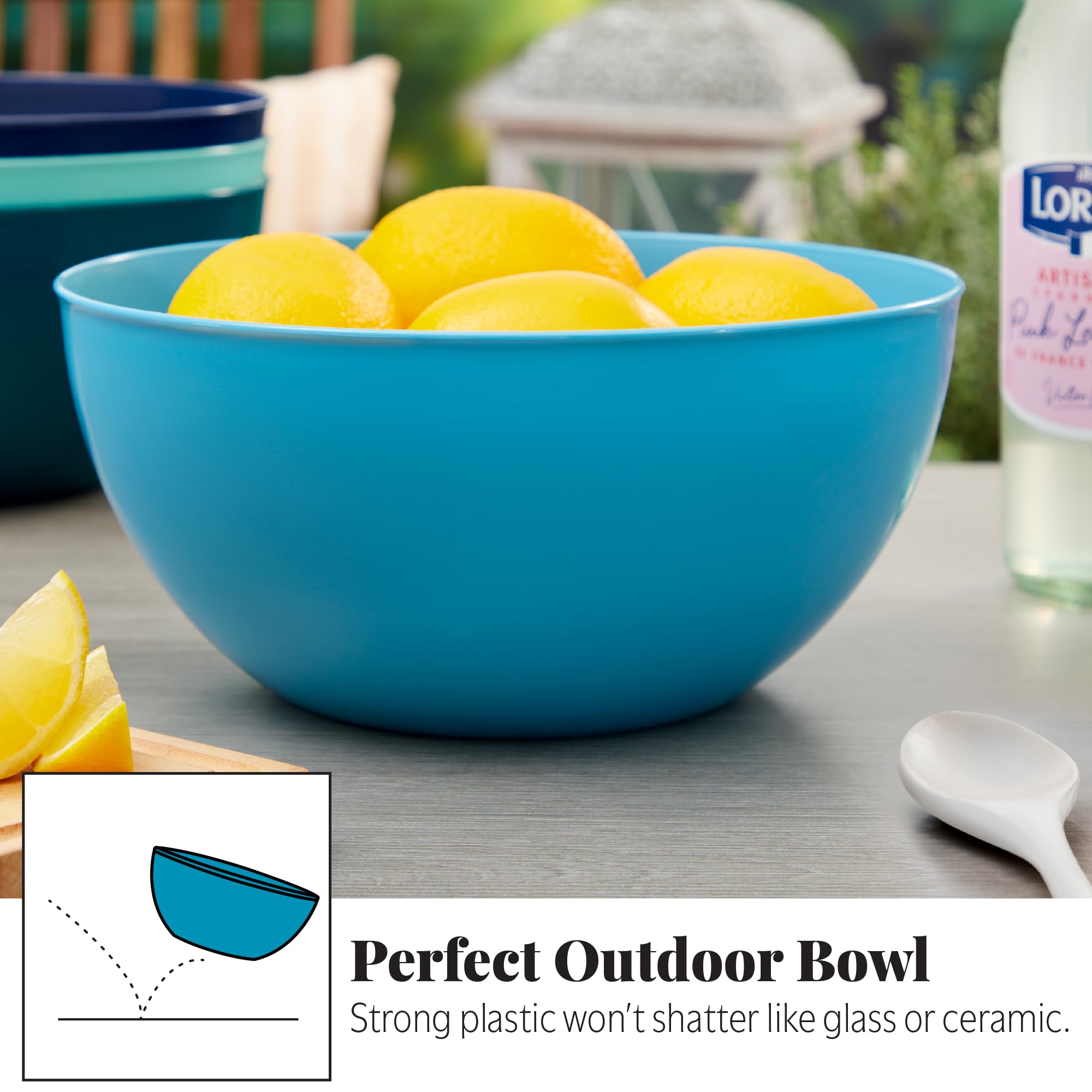 Us Acrylic Vista Durable Plastic Salad And Serving 10-Inch Bowls | Set Of 4 In Coastal Colors | Reusable, Bpa-Free, Made In The