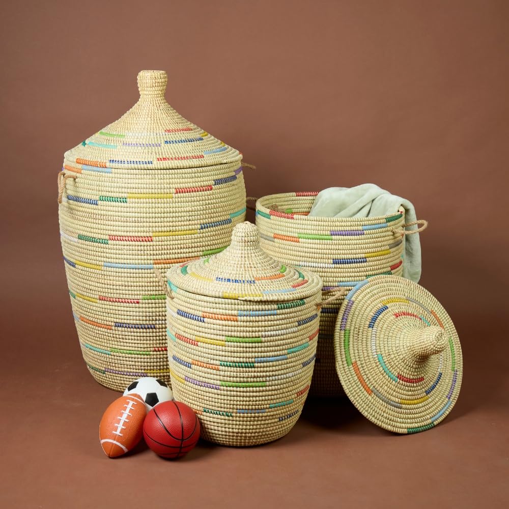 Basket, Laundry Hamper, Toy Storage, Blanket Basket, With Lid, Wicker, Woven, Bedroom, Living Room, Nursery, Decorative, Tall, L