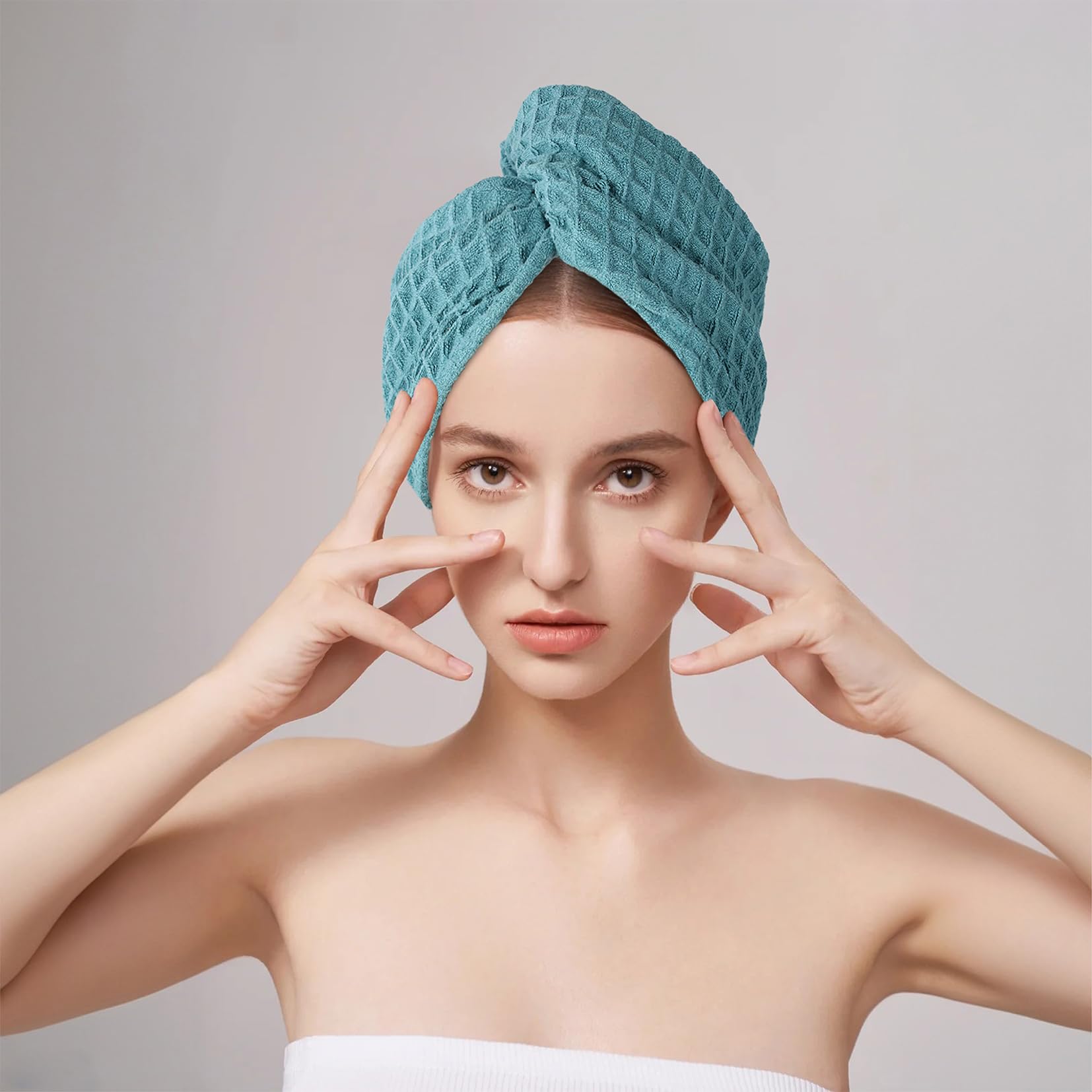 MaopaoBeauty Microfiber Hair Towel Wrap for Women 1Pack Waffle Long Hair Head Towel Wrap Quick Dry Super Absorbent Hair Towel fo