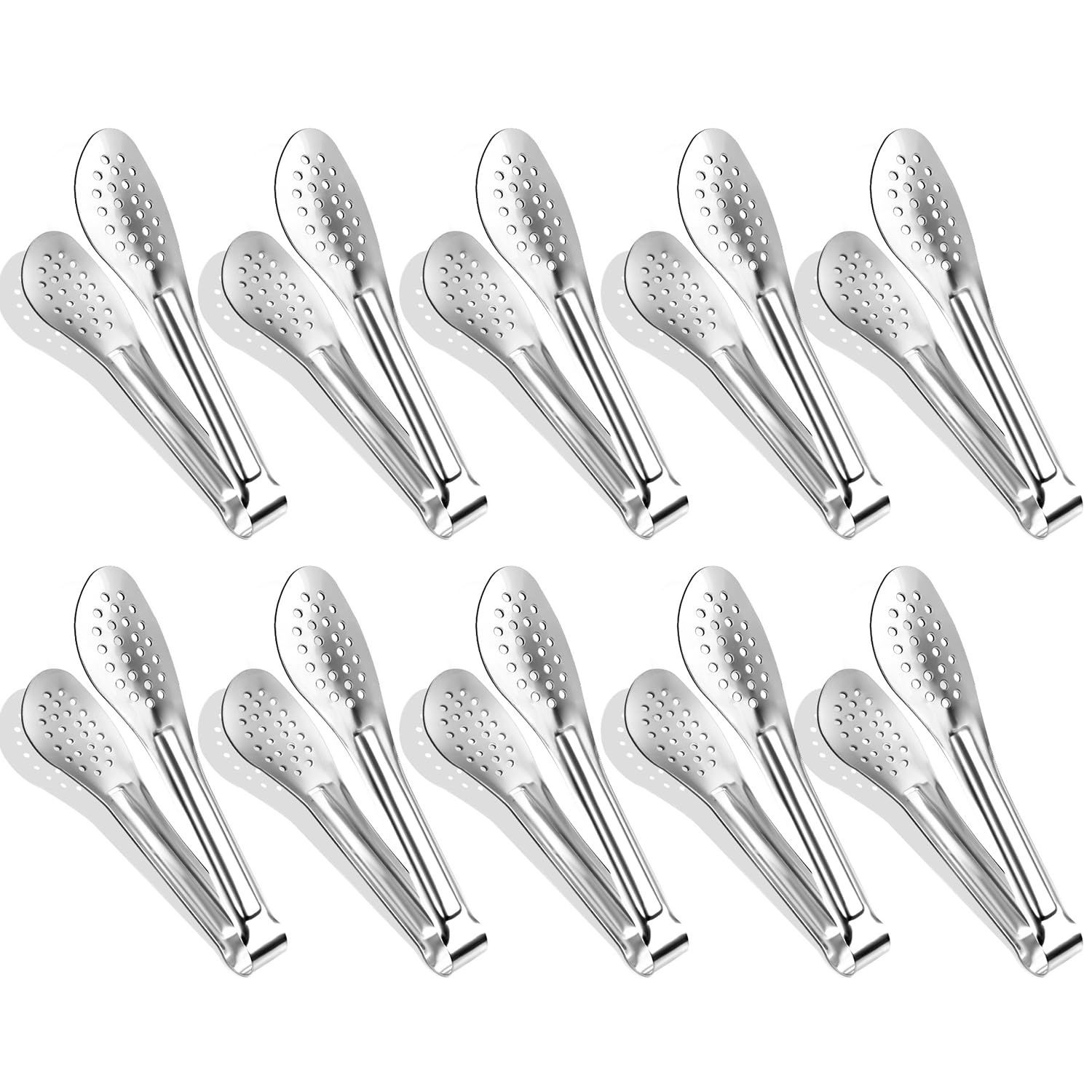 10Pcs Serving Tongs, Small Kitchen Tongs,Xevom Stainless Steel Small Tongs, Appetizer Tongs Ice Tongs Mini Sugar Tongs (5 Inch)
