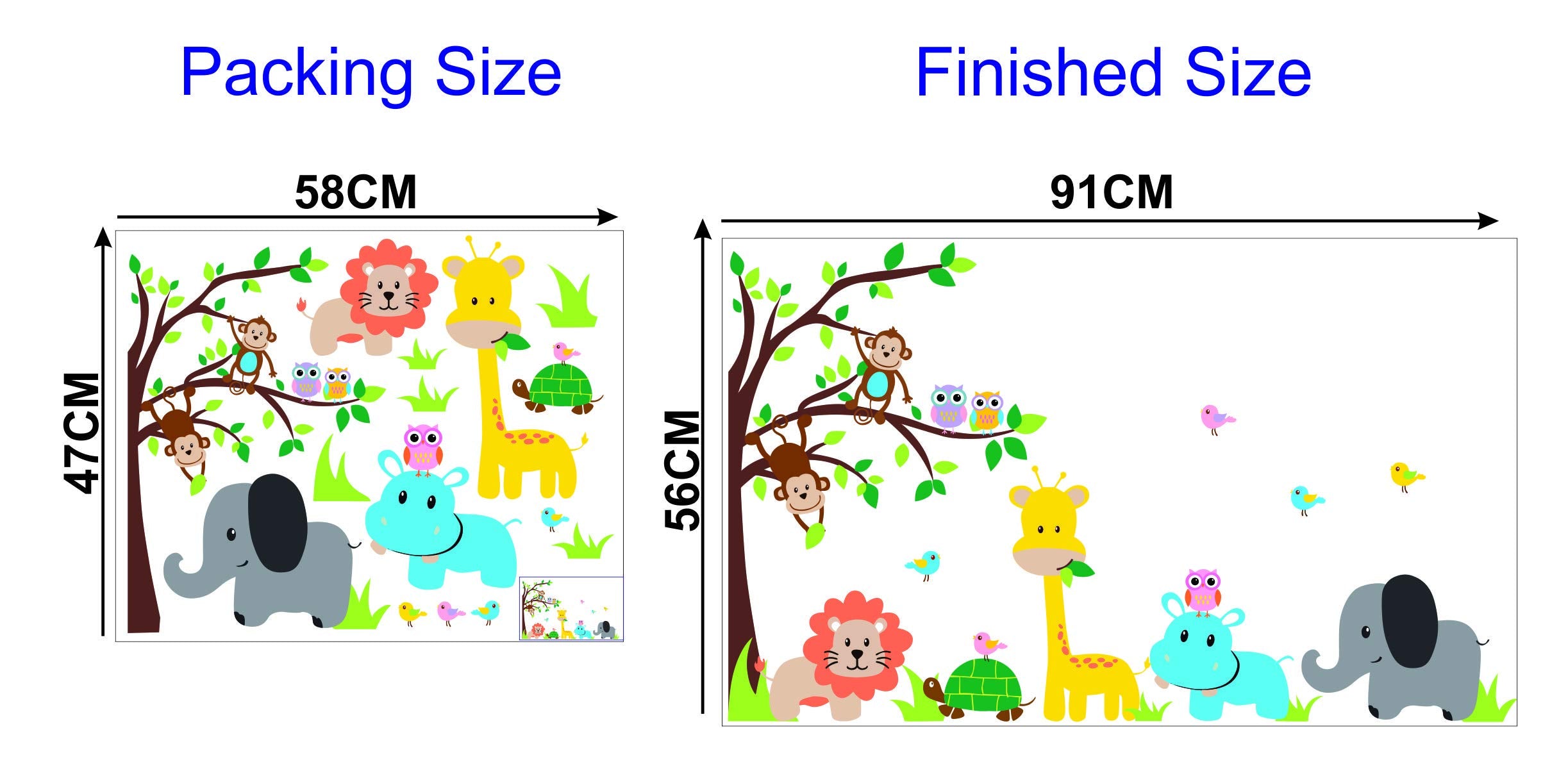 Decor Villa PVC Vinyl Tree with Animals 3D Wall Sticker JUST Peel & Stick New Modern Art & Trendy Wall Stickers for Home Decorat