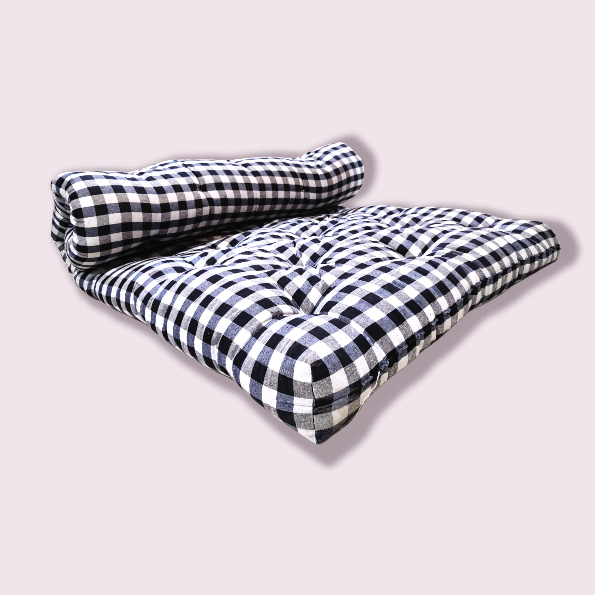ATOOTFUSION Soft 5Inch Thick Double Bed Cotton Quilt Star Mattress Medium Firm, Foldable Mattress for Floor, Reversible, and Do
