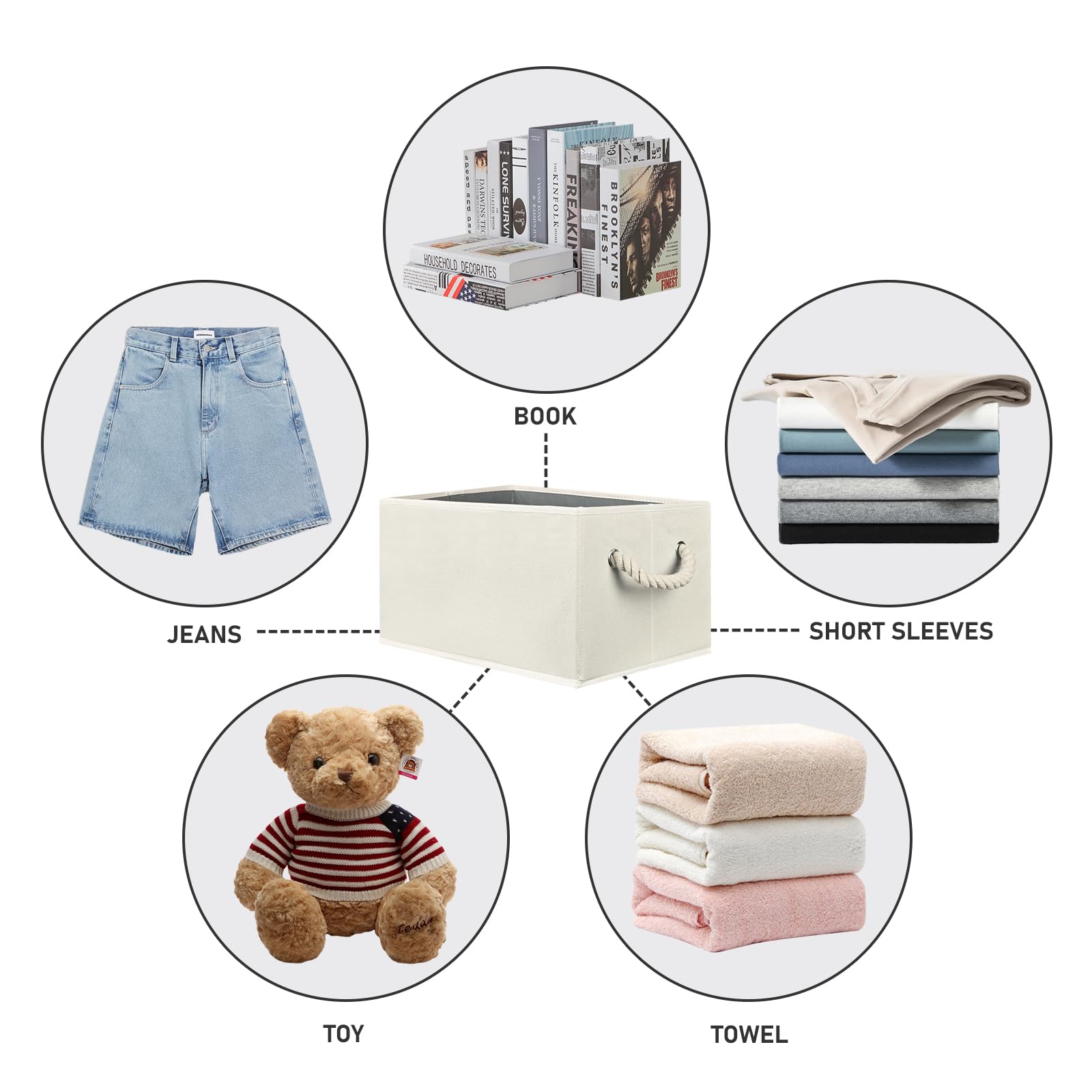 Coyacool Fabric Storage Bins 4-Pack, Collapsible Storage Baskets For Organizing Toys, Books, Shelves, Closet, Linen Storage Boxe