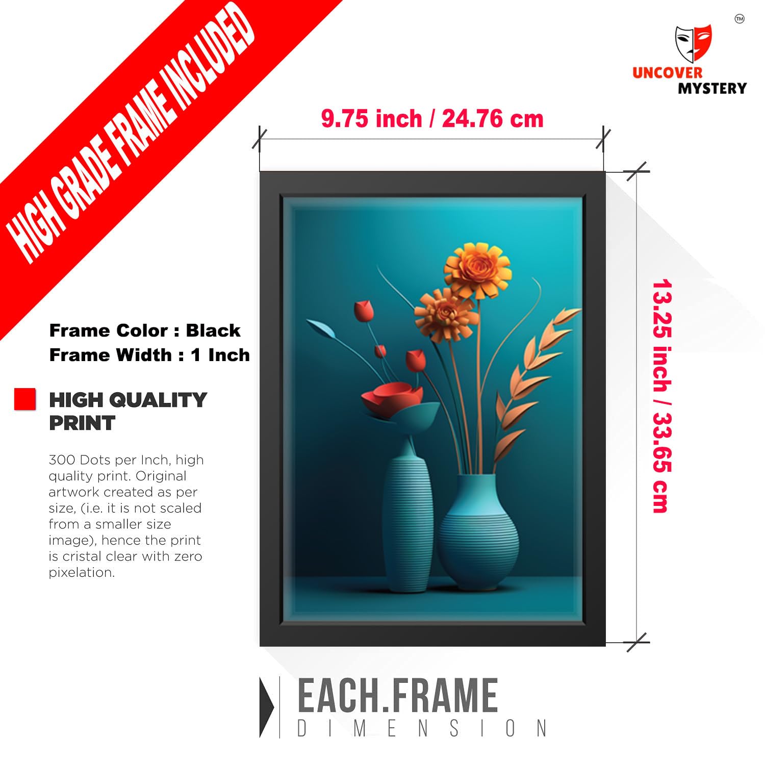 Uncover Mystery Flower Modern Art Digital Hd Print, Framed Poster Wall Art For Home, Office, Living Room Wall Decoration, (Size