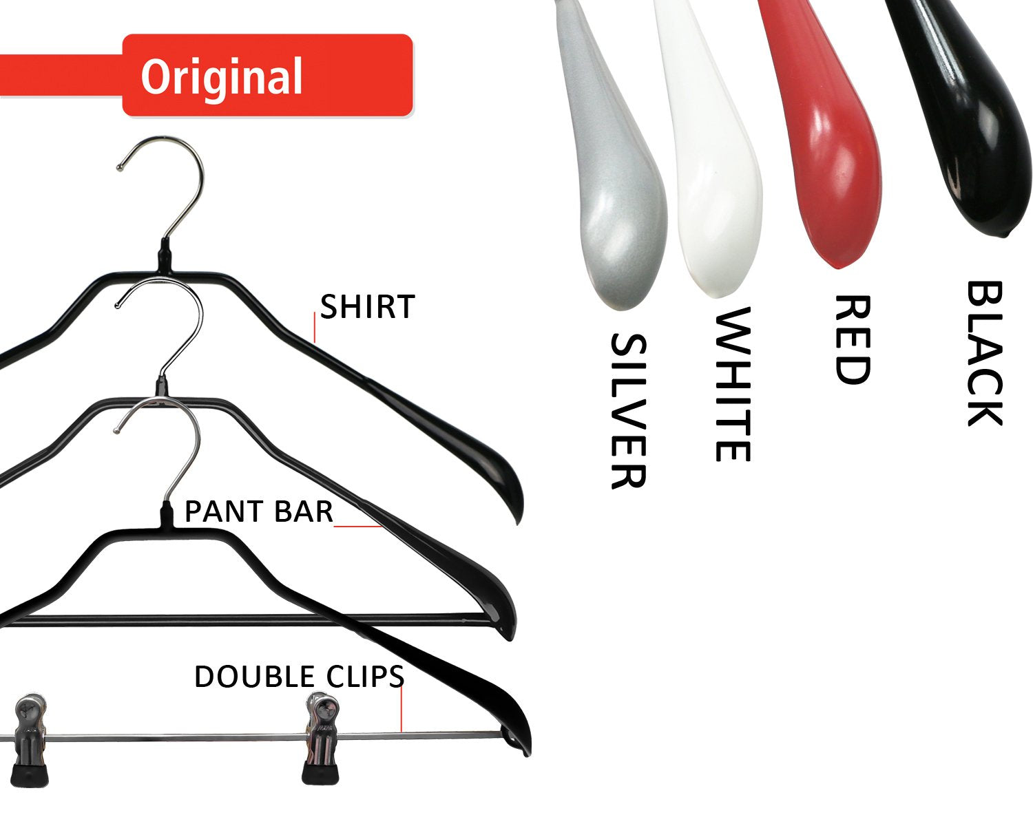 Mawa By Reston Lloyd Bodyform Series Non-Slip Space-Saving Clothes Hanger With Bar For Pants, 16 1/2'', Style 42/Ls, Set Of 5, W