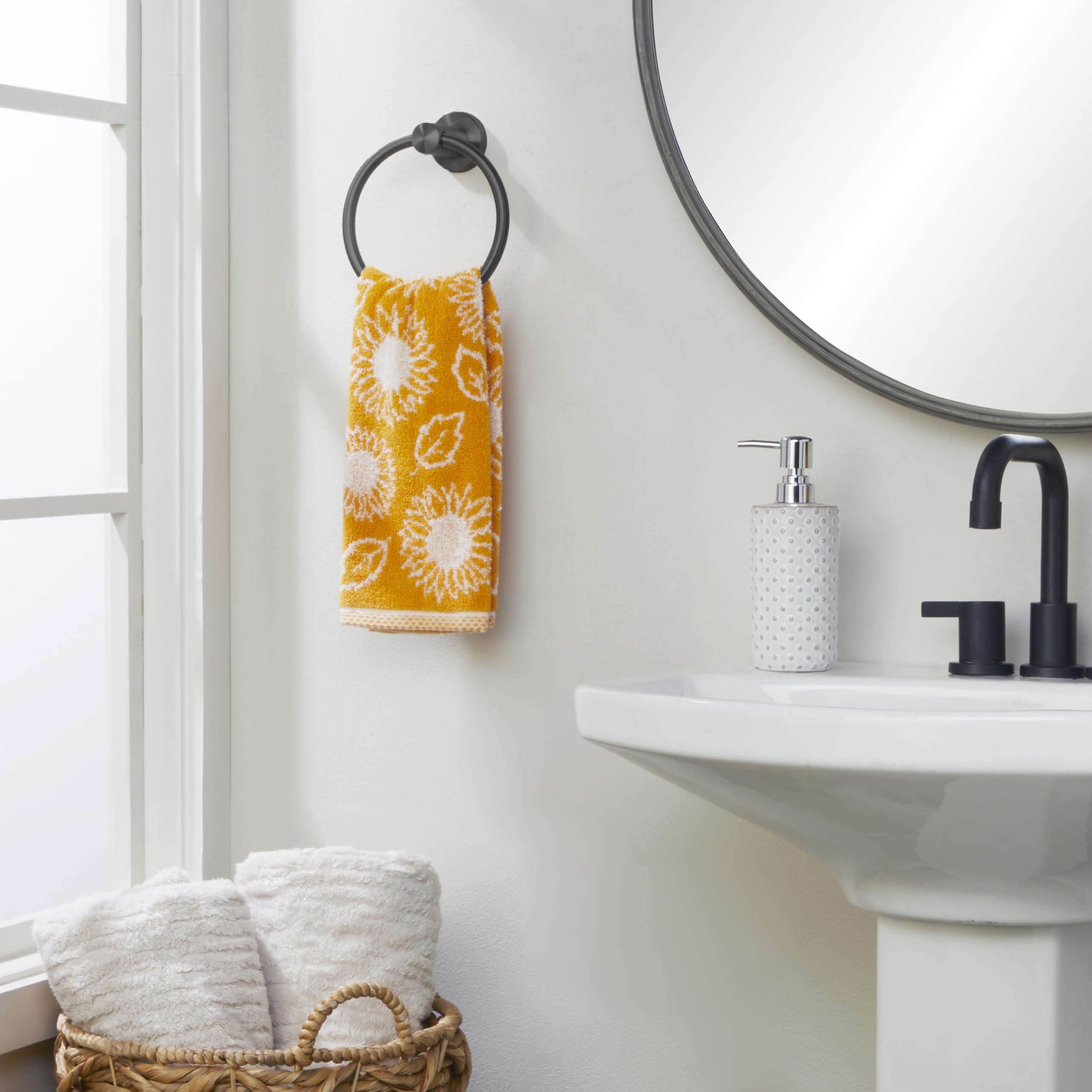 Skl Home Fall/Harvest Sunflower Hand Towel 2Pc Set For Bath/Kitchen & Gift, Yellow