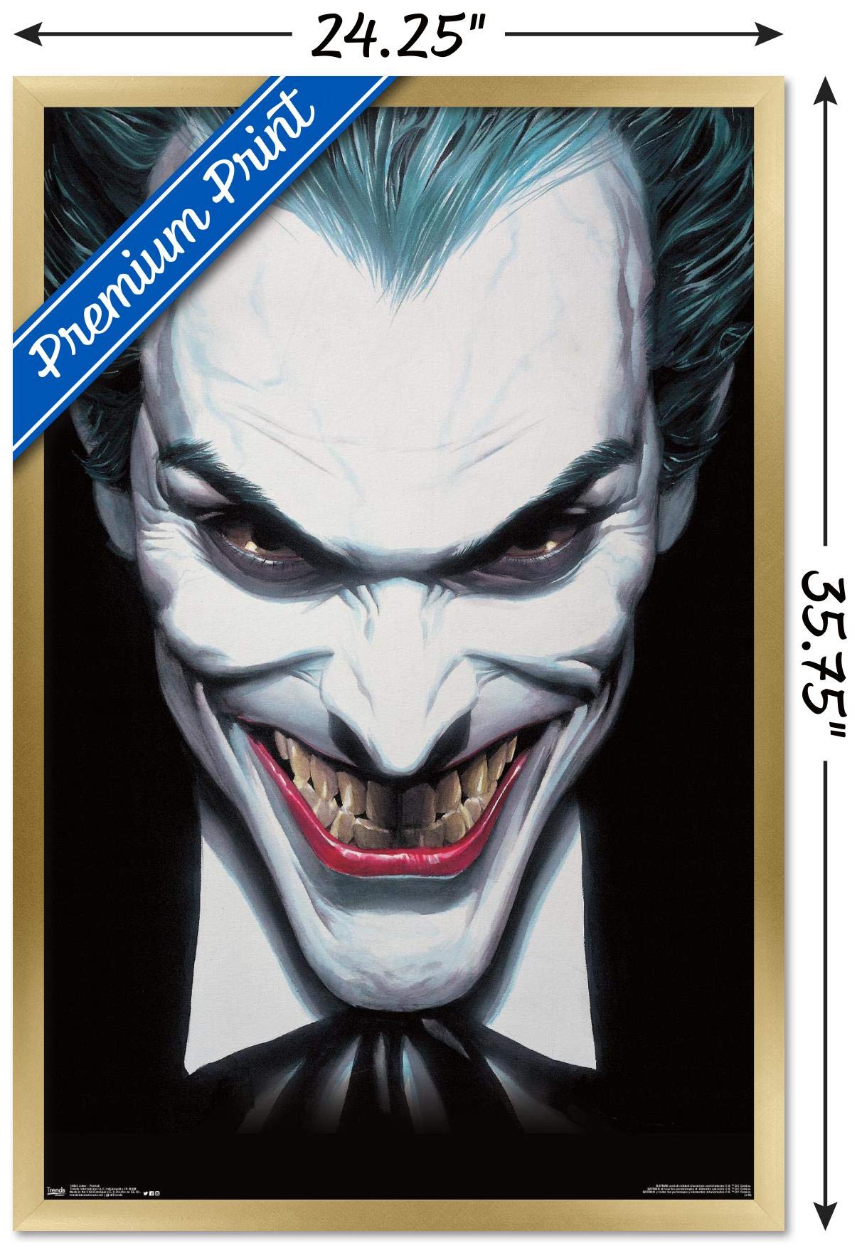 Trends International Dc Comics - The Joker - Portrait Wall Poster, 22.375'' X 34'', Gold Framed Version