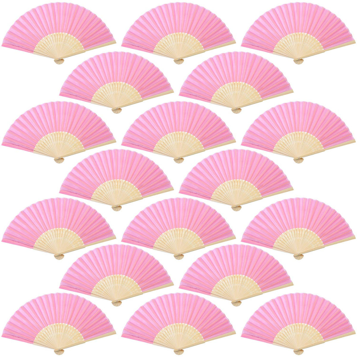 Aneco 18 Pieces Pink Handheld Fans Cloth Fans Bamboo Folding Fans For ...