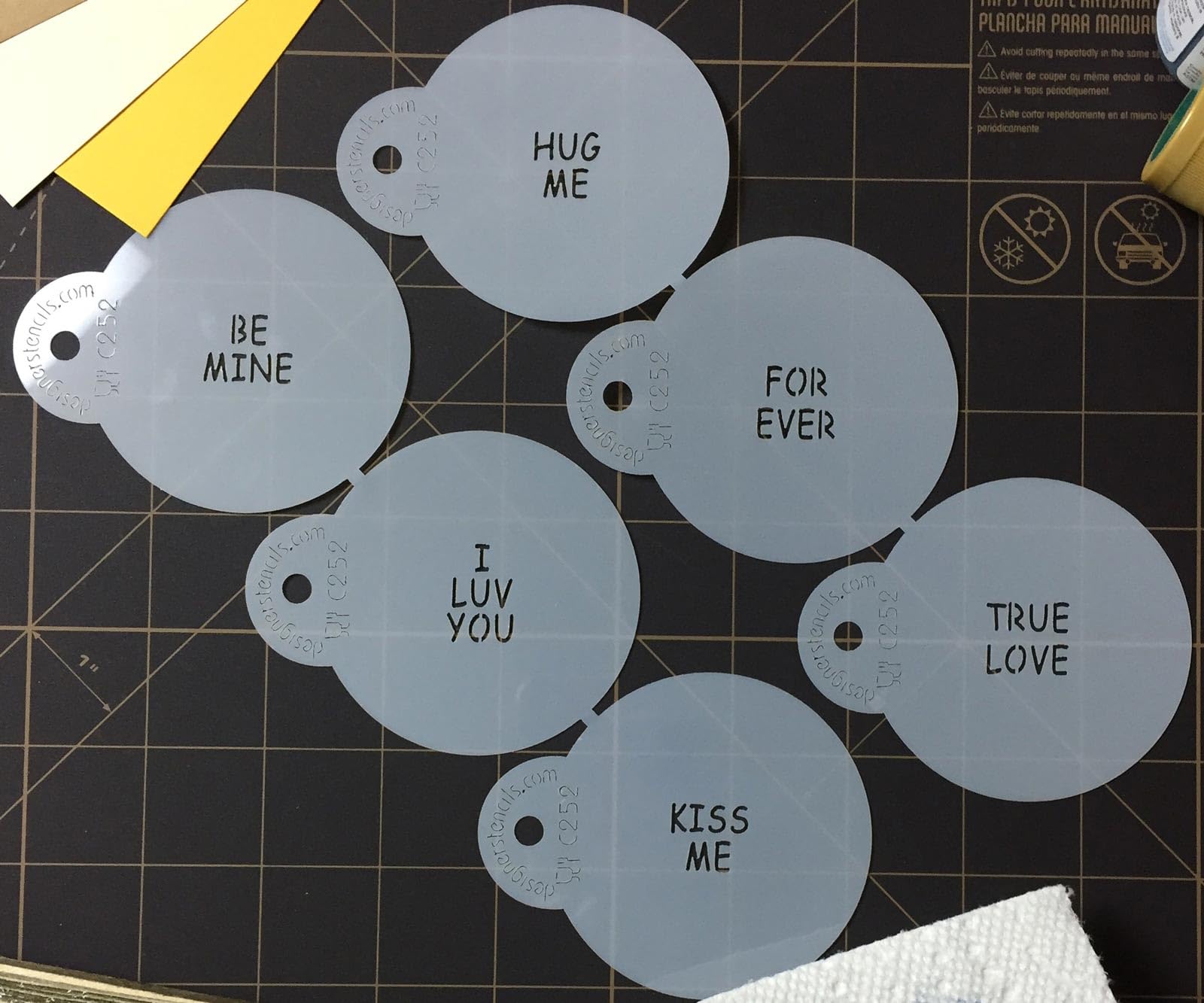 Designer Stencils Candy Heart Sayings Cookie Stencils, Small, Beige/Semi-Transparent