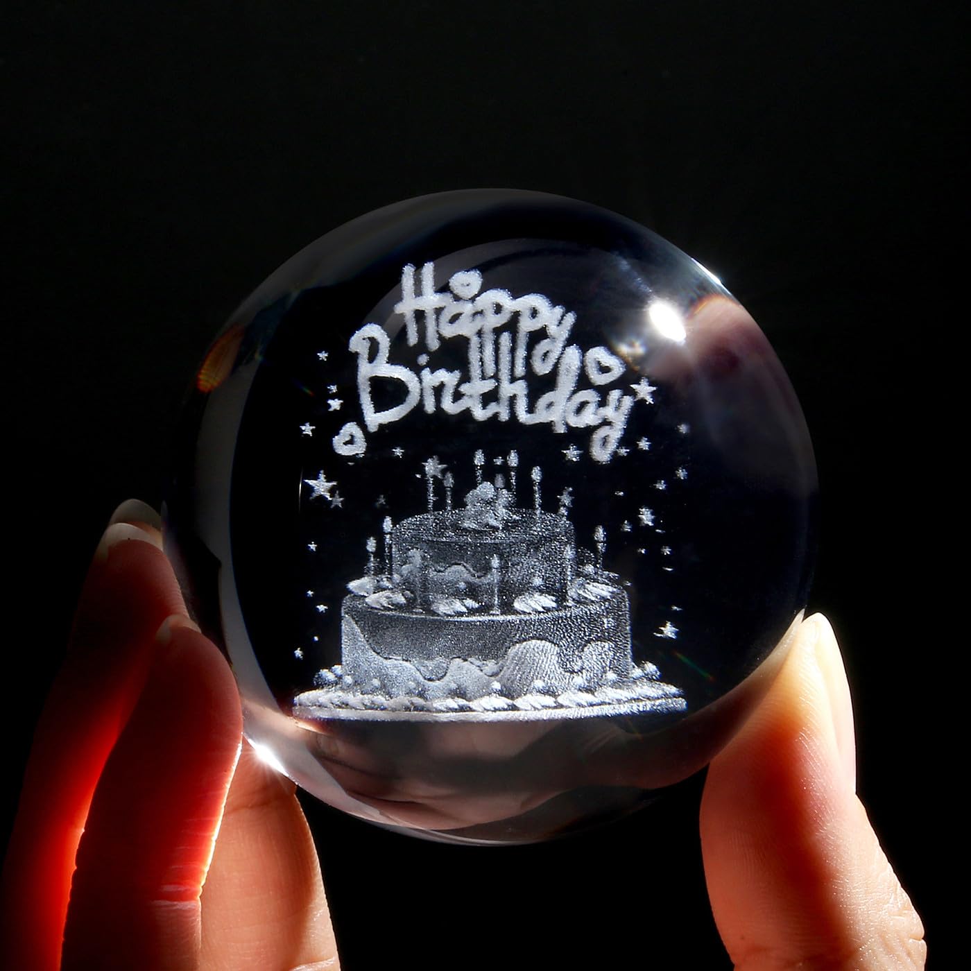 MAIBAOTA Birthday Decor Crystal Ball 2.4 Inches Glass Ball Birthday Gifts for Women Crystal Decorations Figurines Sphere for Hom
