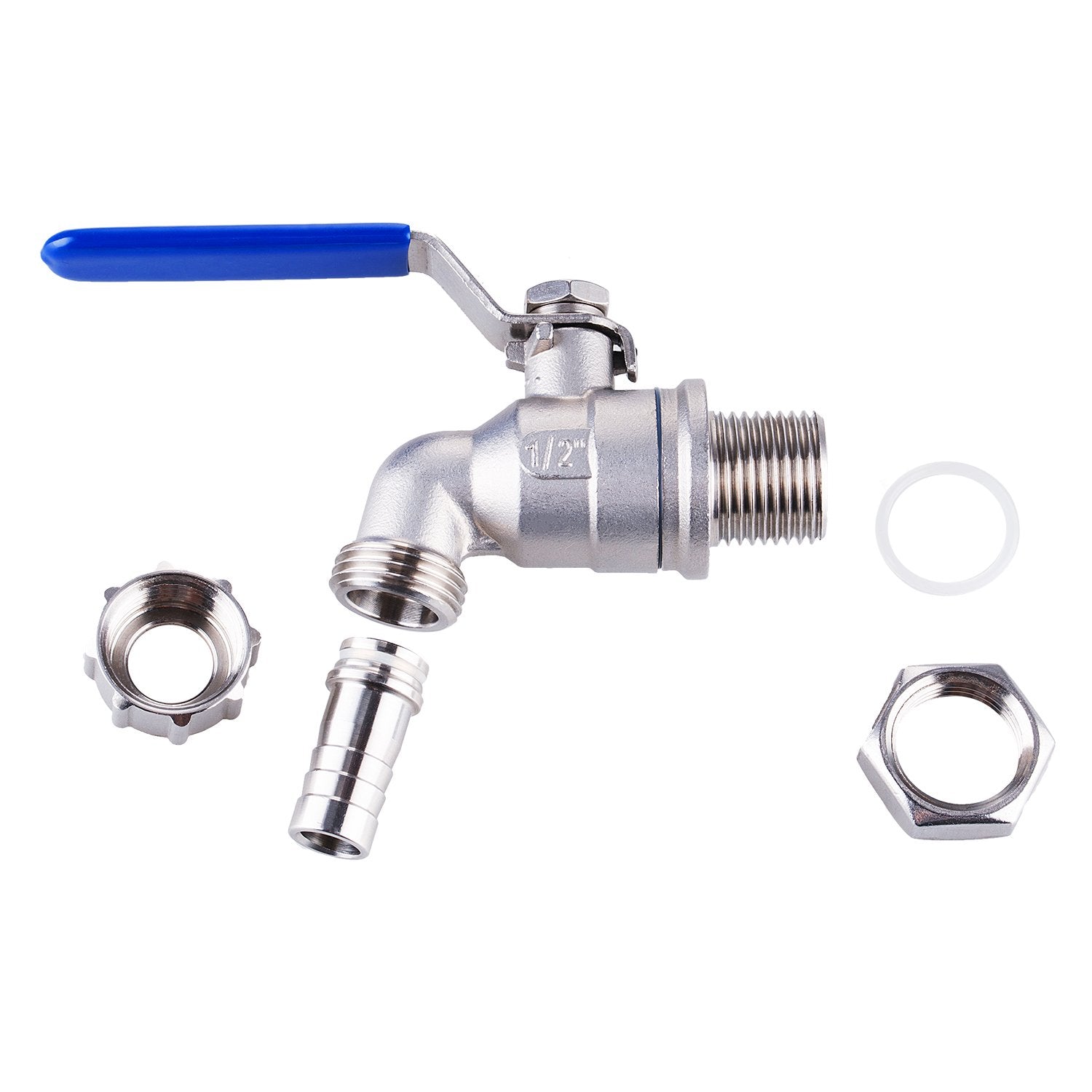 Tizze 1/2 Inch Stainless Steel Ball Valve Weldless Bulkhead For Building Home Brew Kettle/Mash Tun