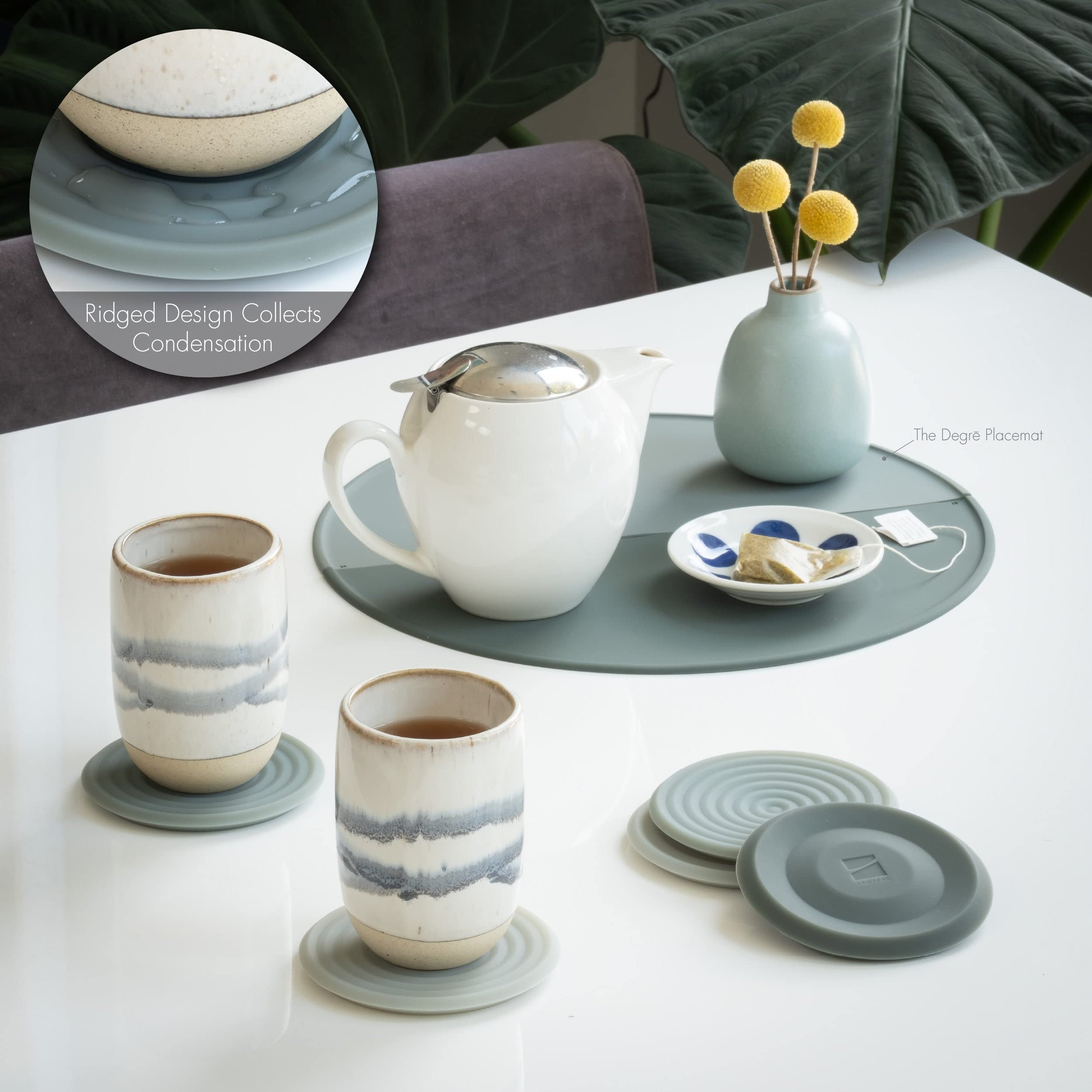 The Degre Coasters Xl (Sandstone, Set Of 6) By Line+Arc. 10Mm Thick, Dishwasher Safe, Stain-Resistant, Outdoor, Coffee Table, Si
