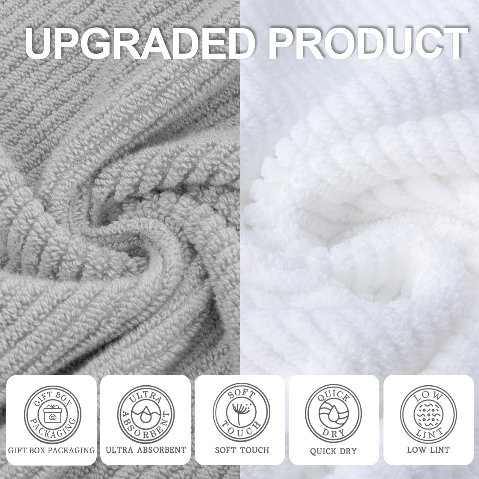 Voova & Movas Bathroom Towel Set - 100% Cotton | Soft | Quick Dry, Towel Set Of 6, 2 Large Bath Towels 30''X56'', 2 Hand Towels