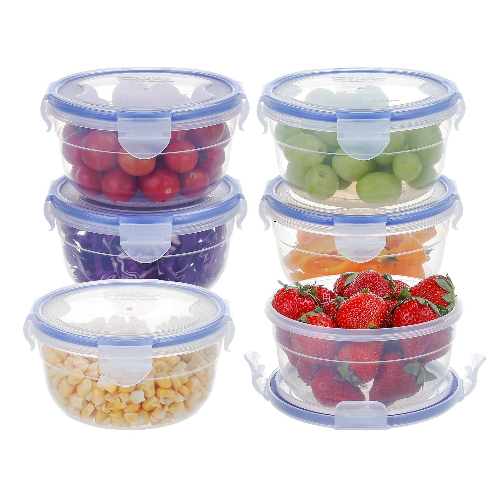 Kigi 6 Pack 10Oz Plastic Round Bowls With Lid Airtight Food Storage Container Set Small Meal Prep Containers Bento Box