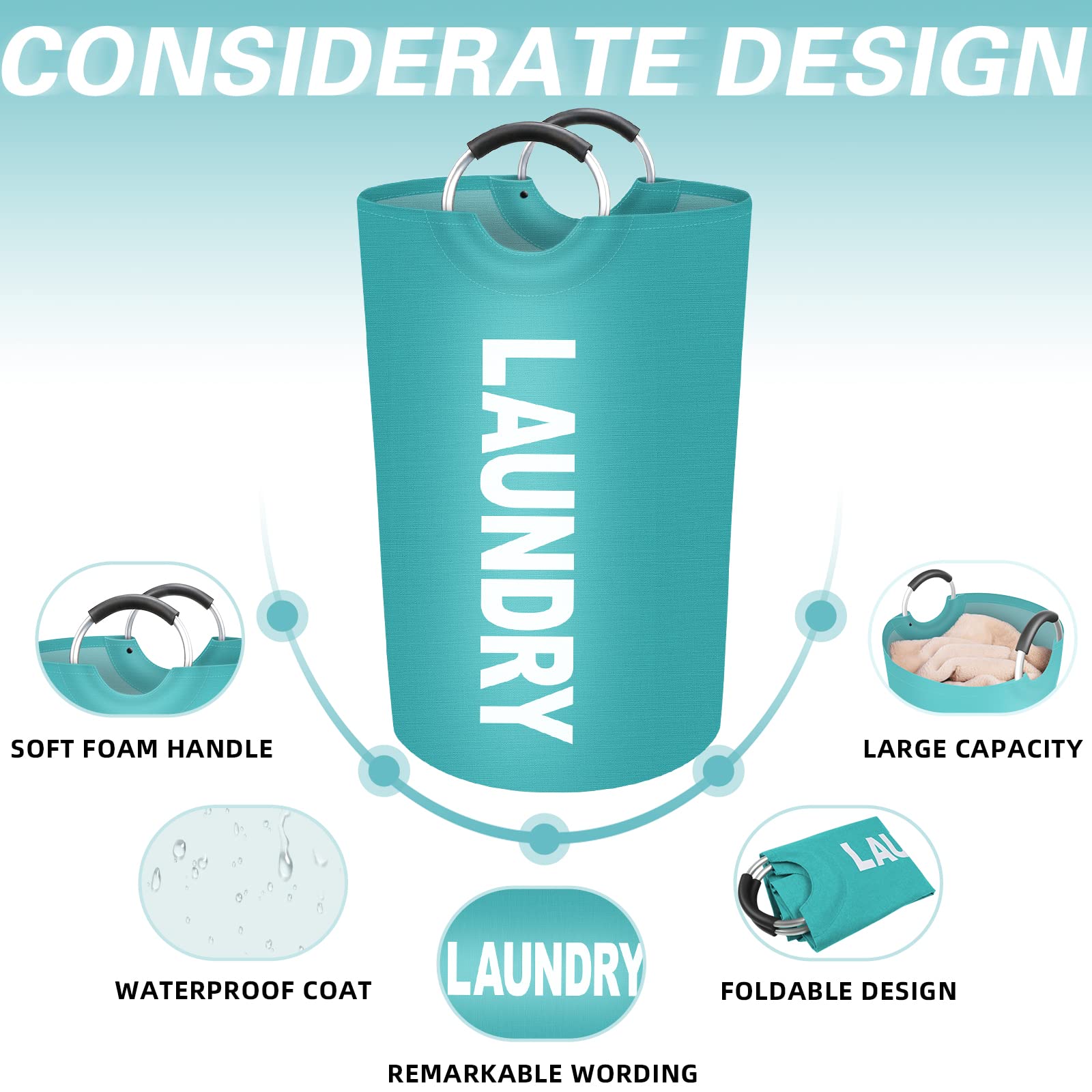 StorageRight 75L Large Laundry Basket  Laundry Hamper  Dirty Clothes Hamper for Laundry  Collapsible  Waterproof Laundry Baskets with Foam Protected Aluminum Handles for Laundry  Dorm  Family (Green)