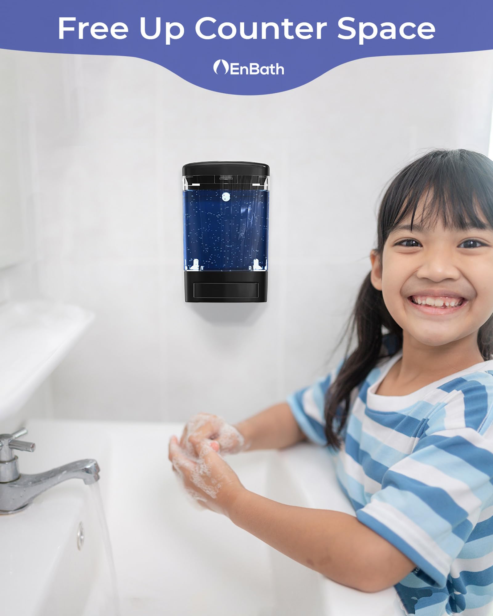 Wall Mount Soap Dispenser For Bathroom (2-Pack Black), Commercial Hand Soap Dispenser 33.8Oz (1000Ml), Manual Wall Mounted Soap