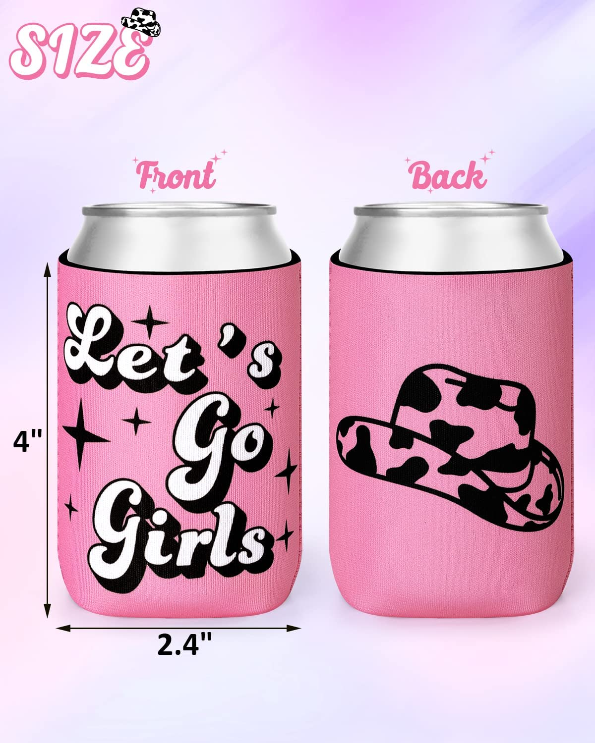12-Pack Disco Cowgirl Bachelorette Party Can Sleeves Let's Go Girl Beverage Sleeves Favor for Space Cowgirl Bridal Shower Party Supplies 70s Theme Retro Bachelorette Party Decorations