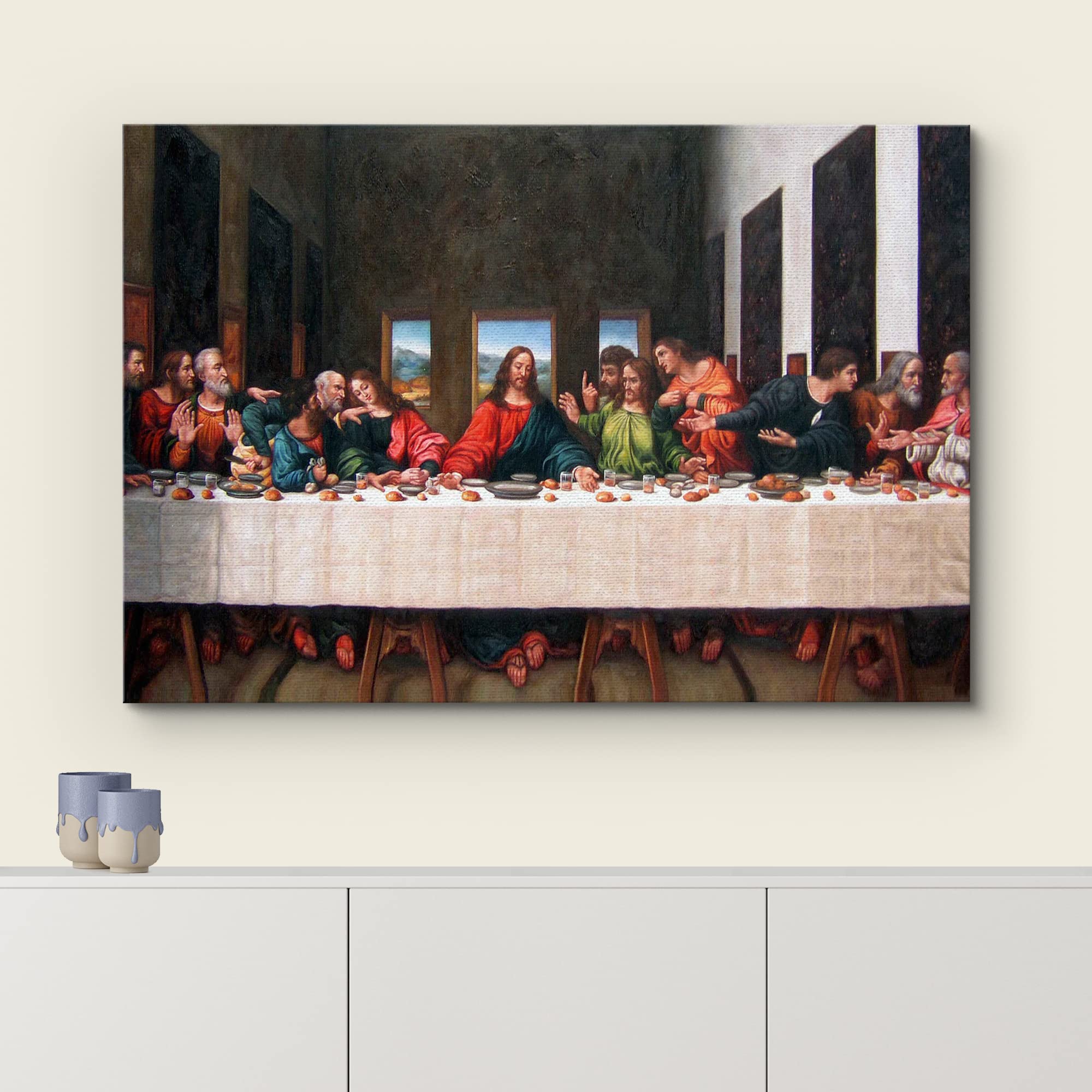 Wall26 - Canvas Wall Art - Last Supper By Andrea Solari - Modern Home Art Stretched And Framed Ready To Hang - 12X18 Inches