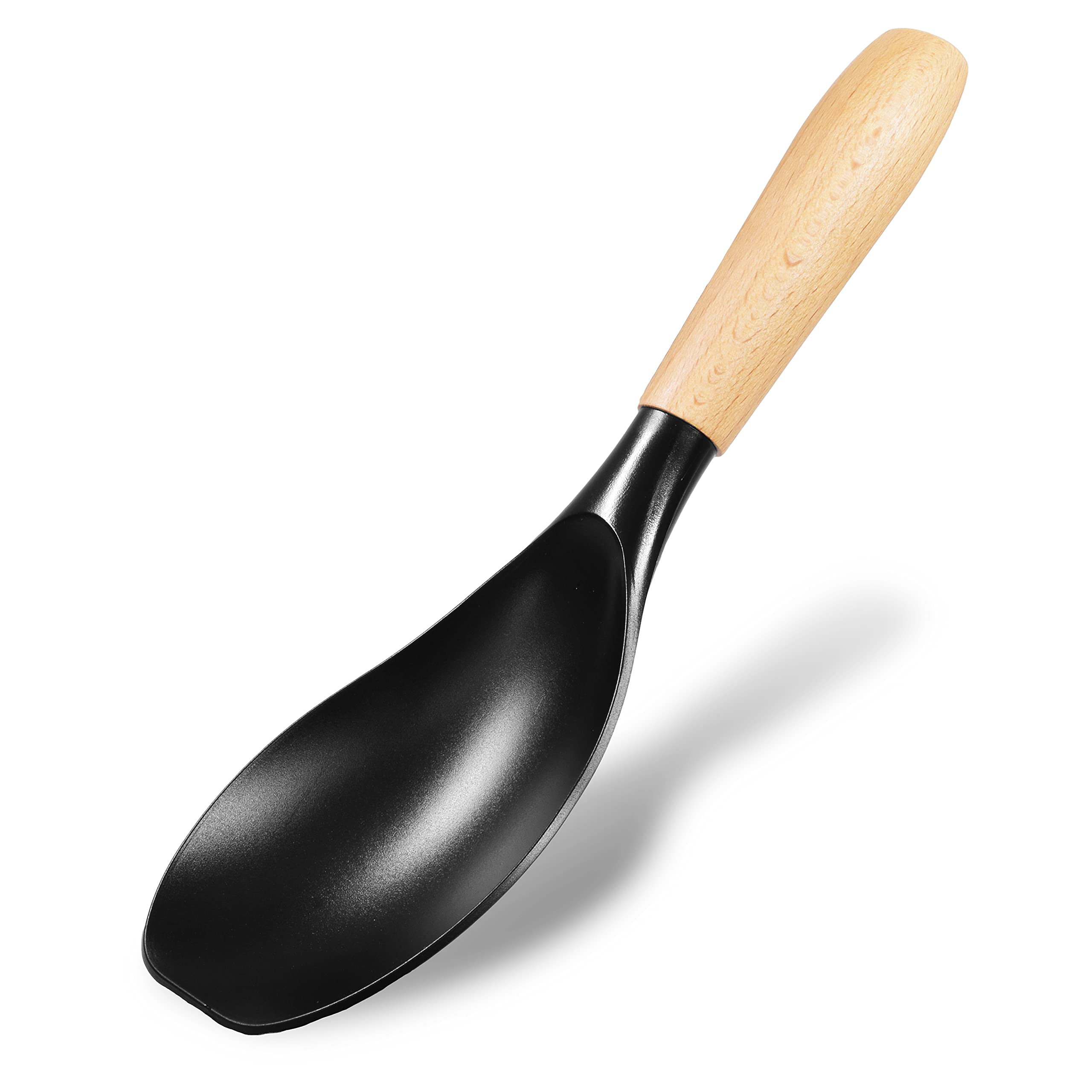 Seki Japan Stylish Kitchen Tool, Flexible Non Stick Heat Resistant Nylon Cooking Spoon, Wooden Handle Basting Spoon For Soup, Sa
