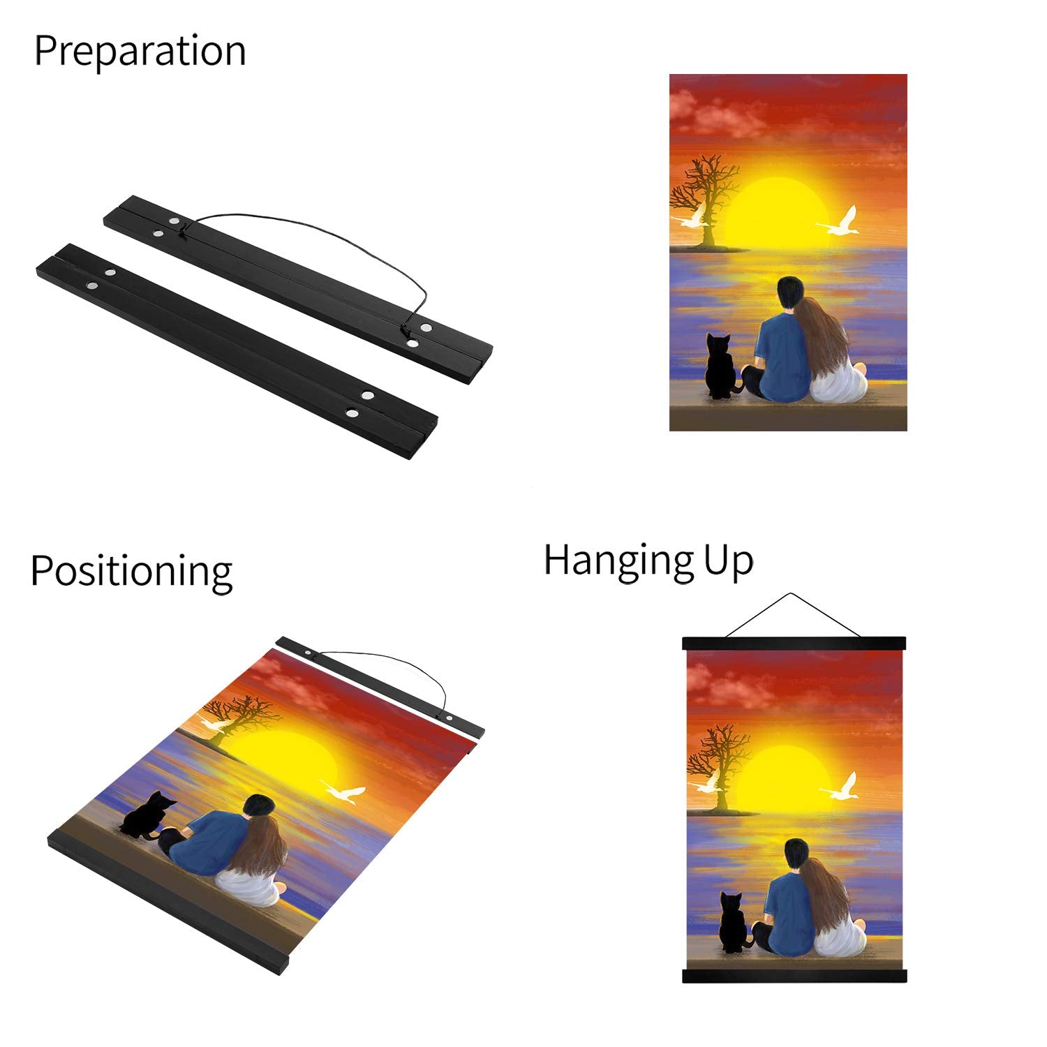 Radezon 18 Inch Wide Magnetic Poster Hanger Frame, 18X24 18X12 18X28 Wood Frame For Posters, Prints, Photos, Pictures, Maps, Scr