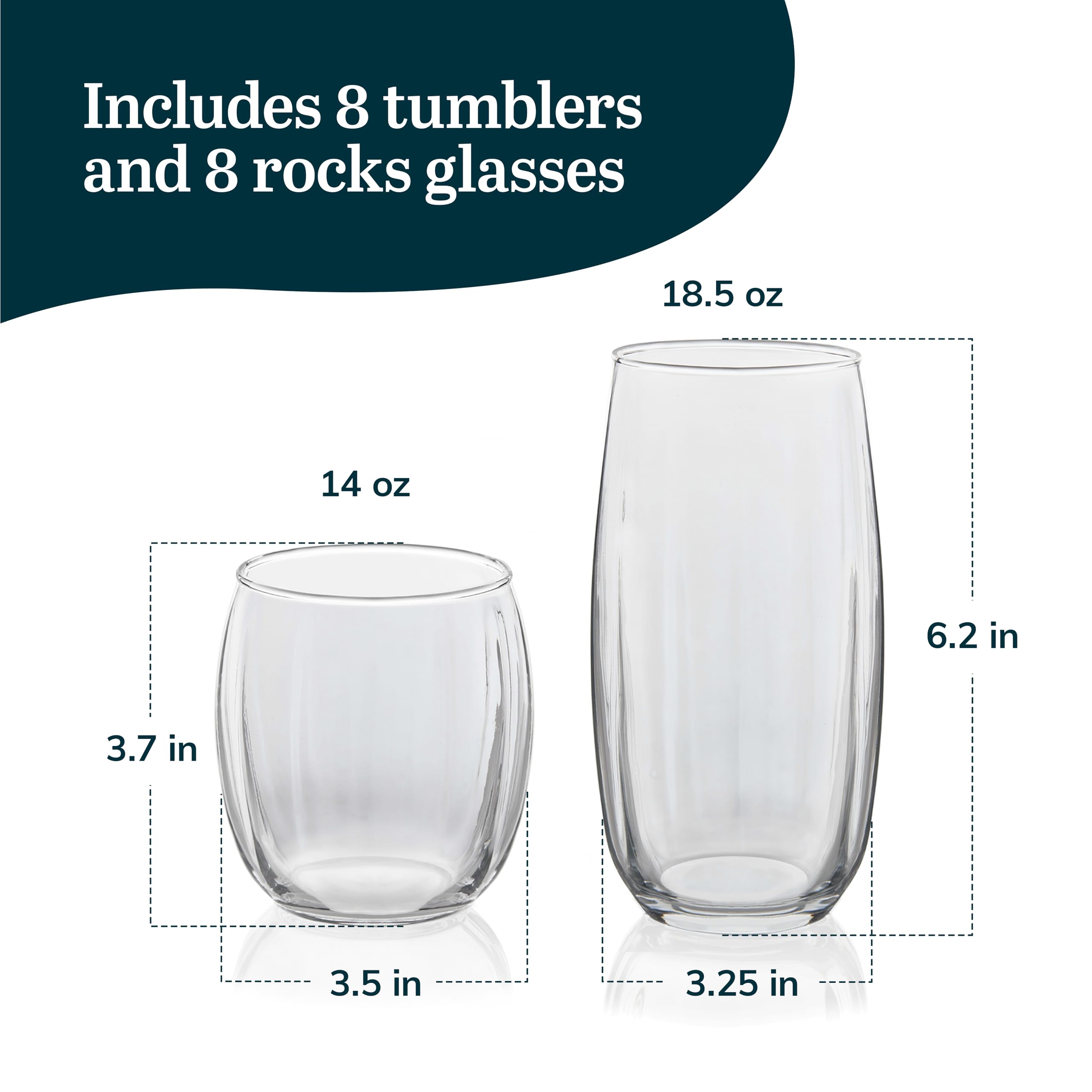 Libbey Samba 16-Piece Tumbler And Rocks Glass Set