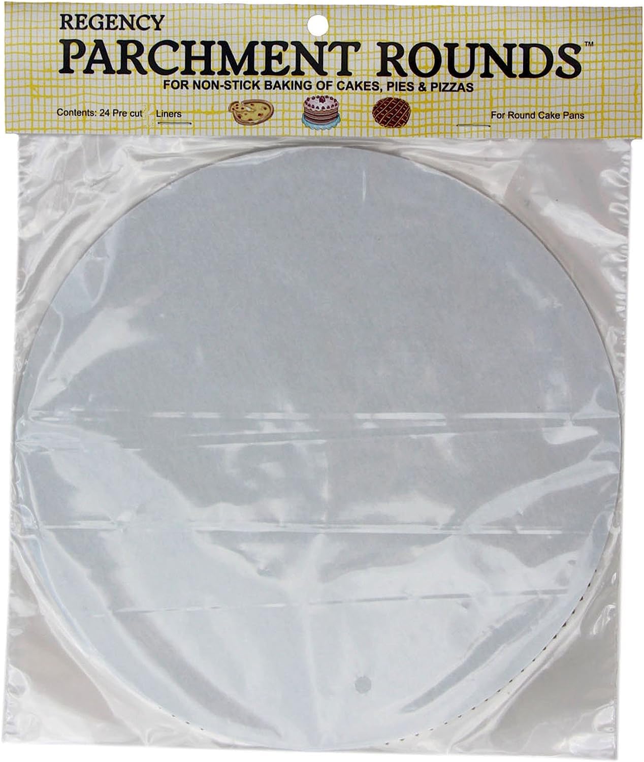 Regency Wraps Parchment Paper Circles For Round Cake Pans, Greaseproof Liners For Non-Stick Baking, 10'' (Pack Of 24), White