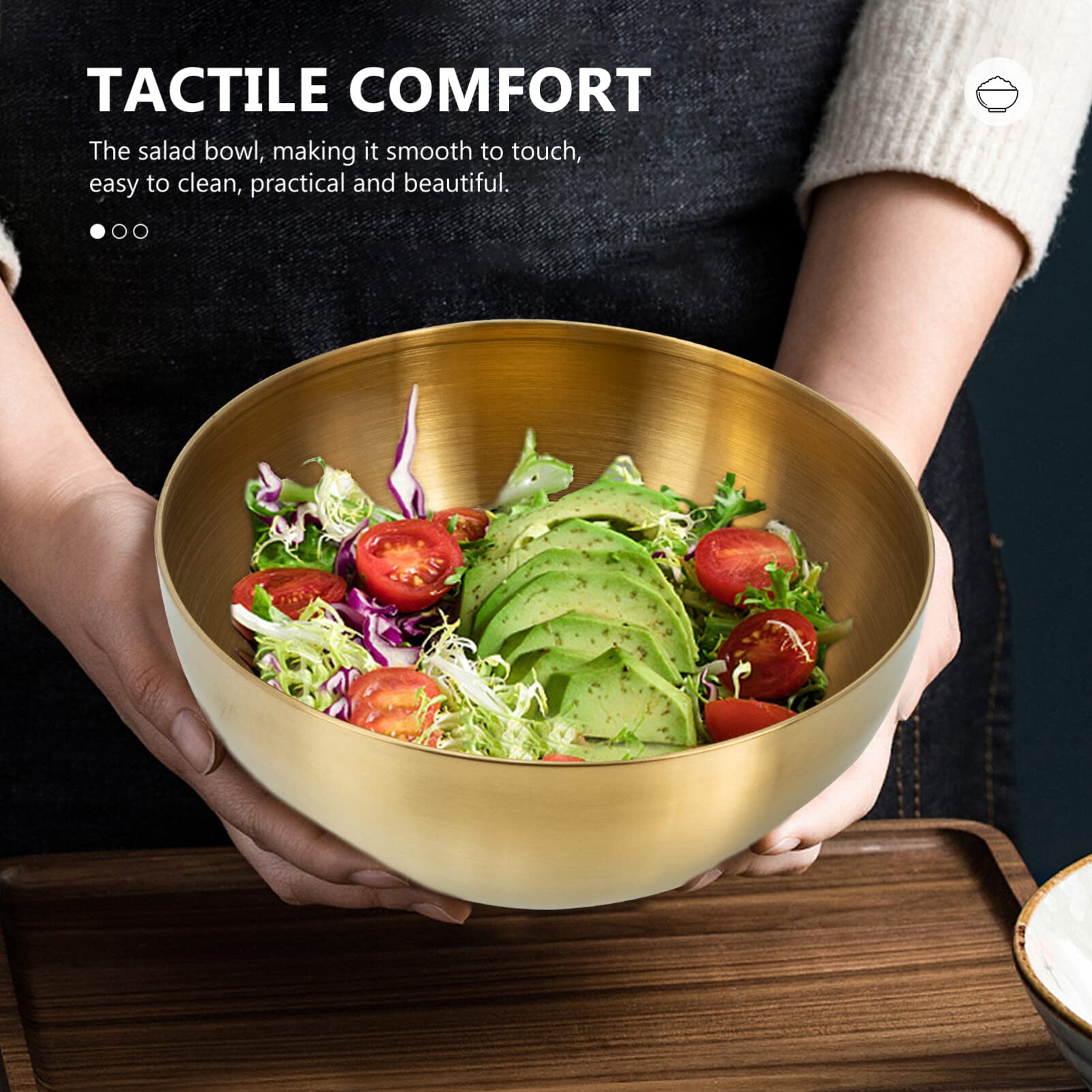 Healeved Gold Bowl Decorative Bowls Large Mixing Bowl Stainless Steel Salad Bowl Golden Food Containers Pasta Bowls Copper Bowl