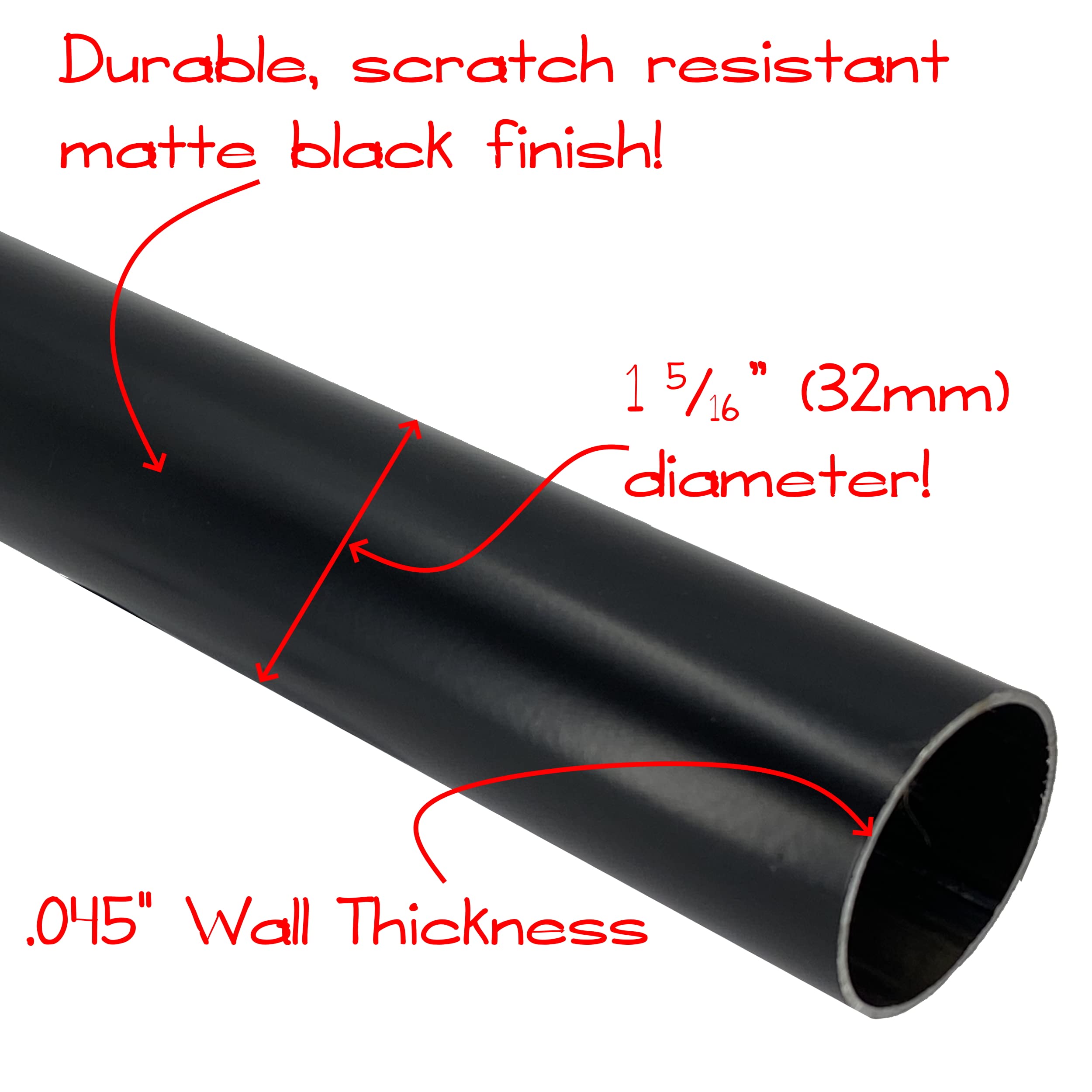 Desunia 72'' Heavy Duty Round Closet Rod | 32Mm Diameter | Black Clothes Pole | 1 Pack