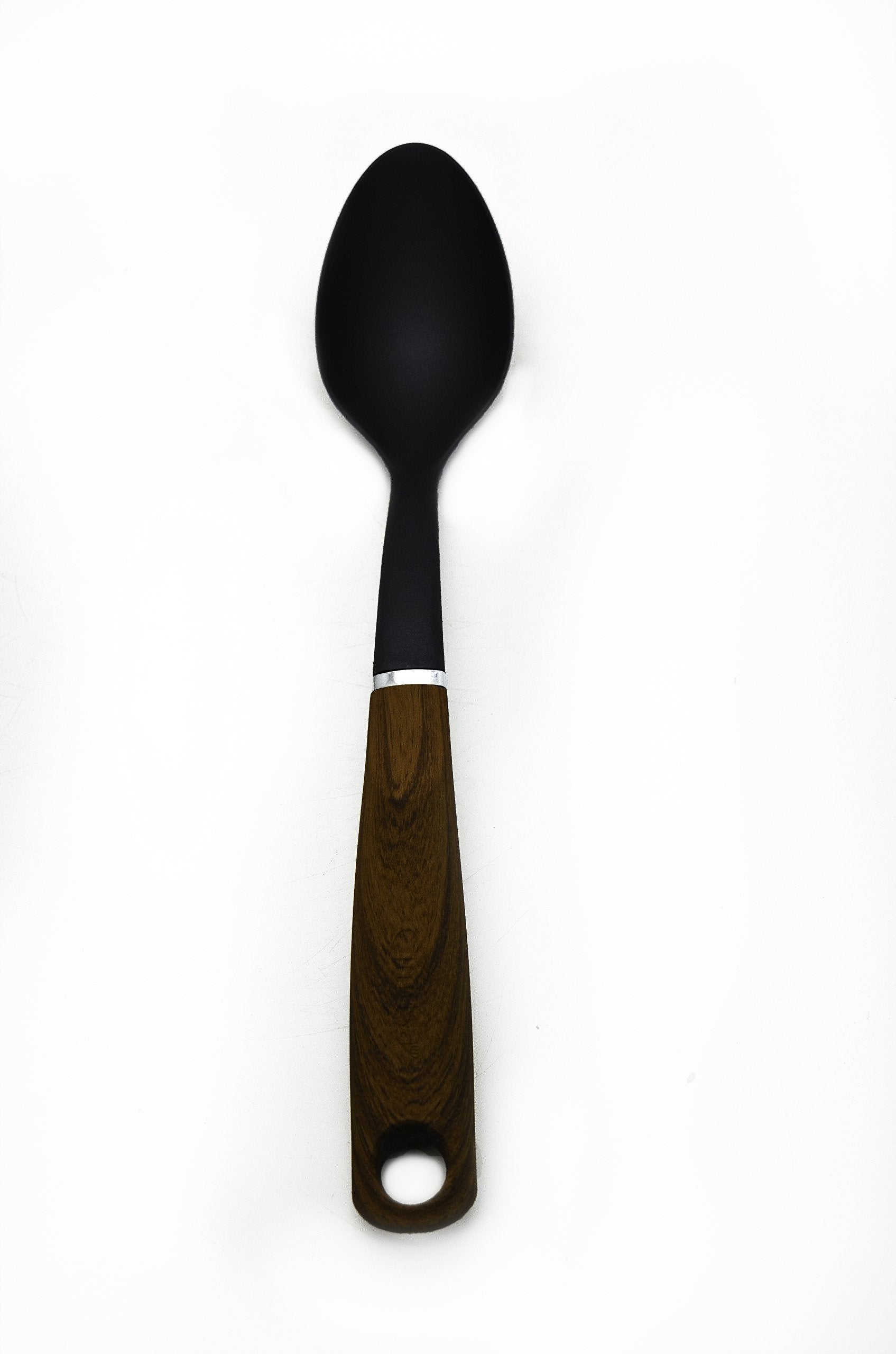 IMUSA USA Solid Spoon, Black/Woodlook