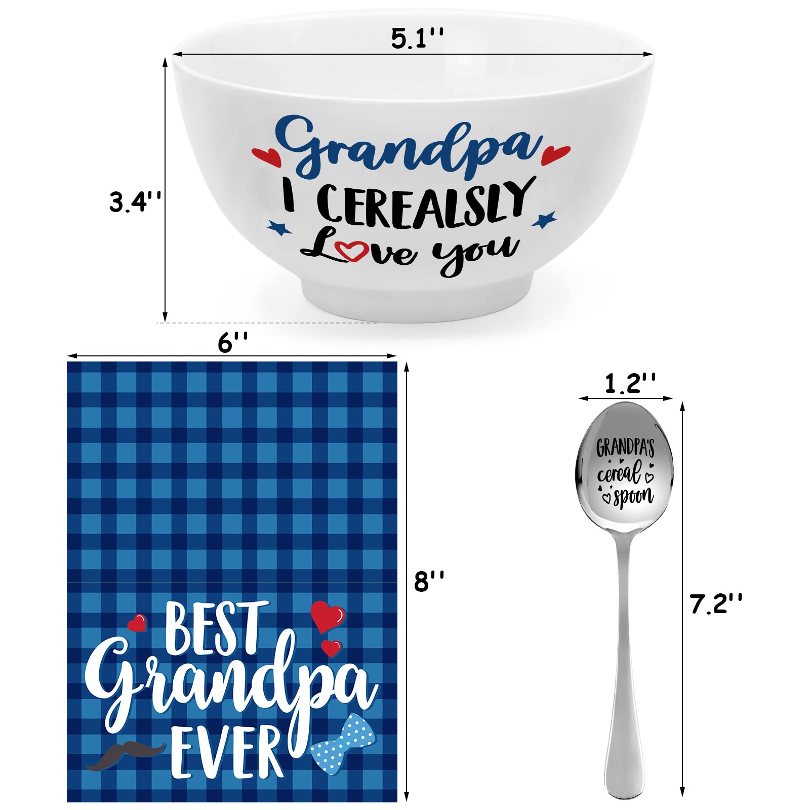 Grandpa Gift Cereal Bowl And Cereal Killer Spoon Set With Best Dad Ever Card Birthday Grandfather'S Retirement Christmas Present