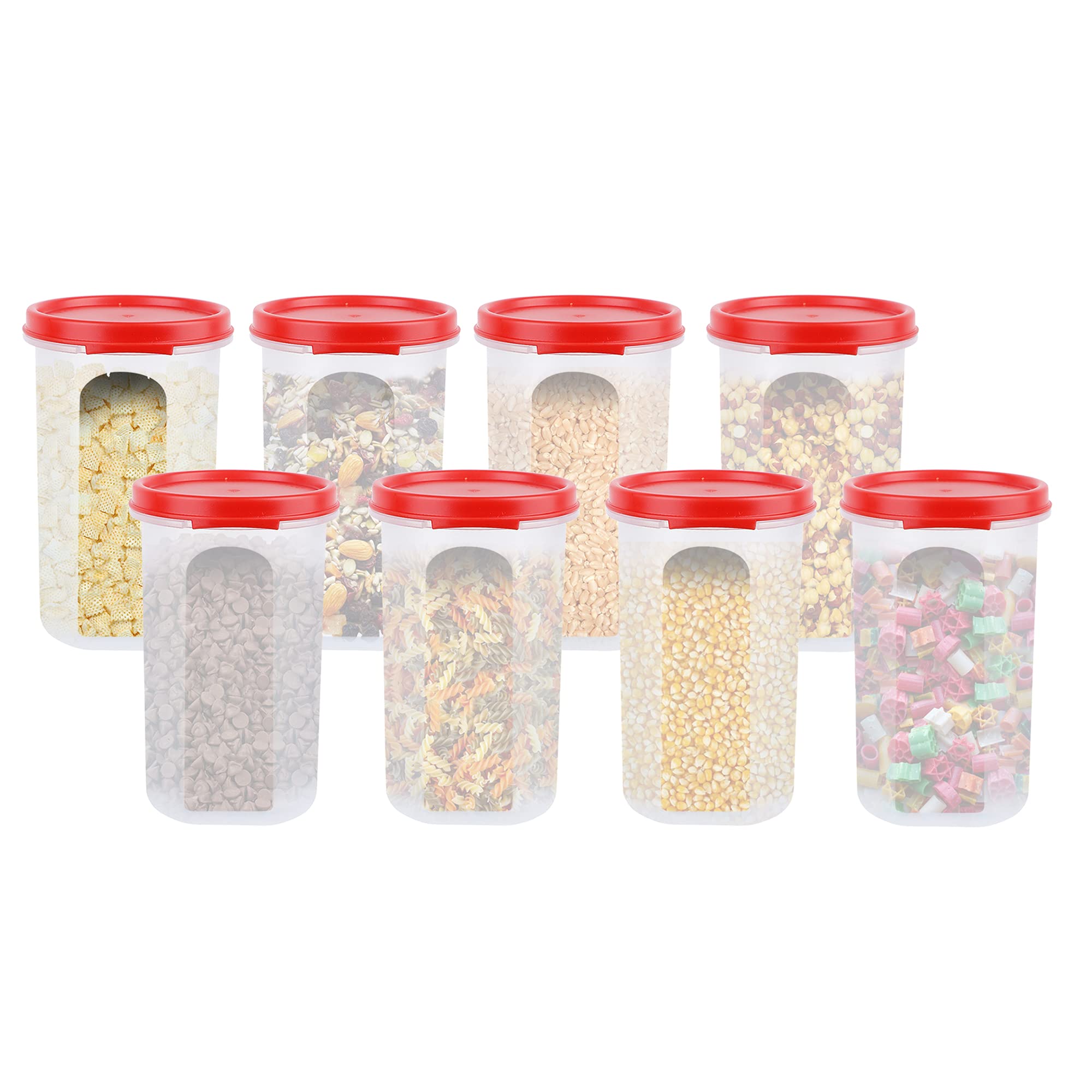 Cutting Edge 585Ml Smart Slim Storage Airtight ContainerRed,Set Of 8