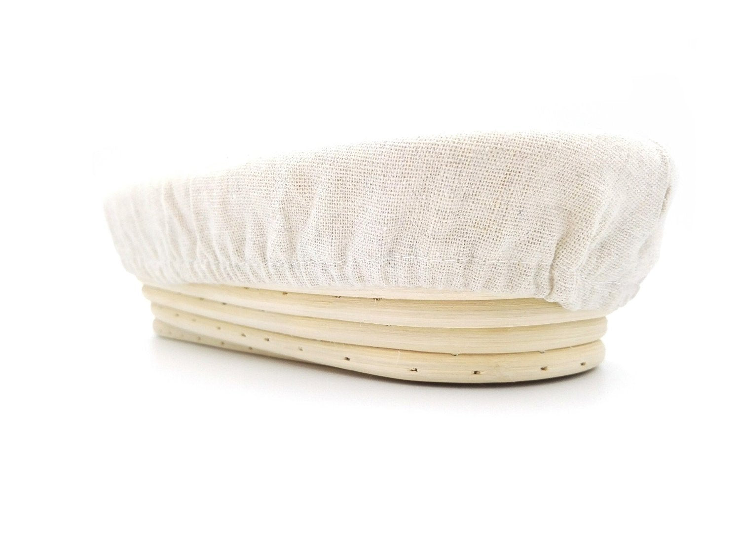 Eoocvt 9.8 Inch Oval Long Banneton Brotform Bread Dough Proofing Rising Rattan Handmade Basket With Linen Liner Cloth - 25 X 15